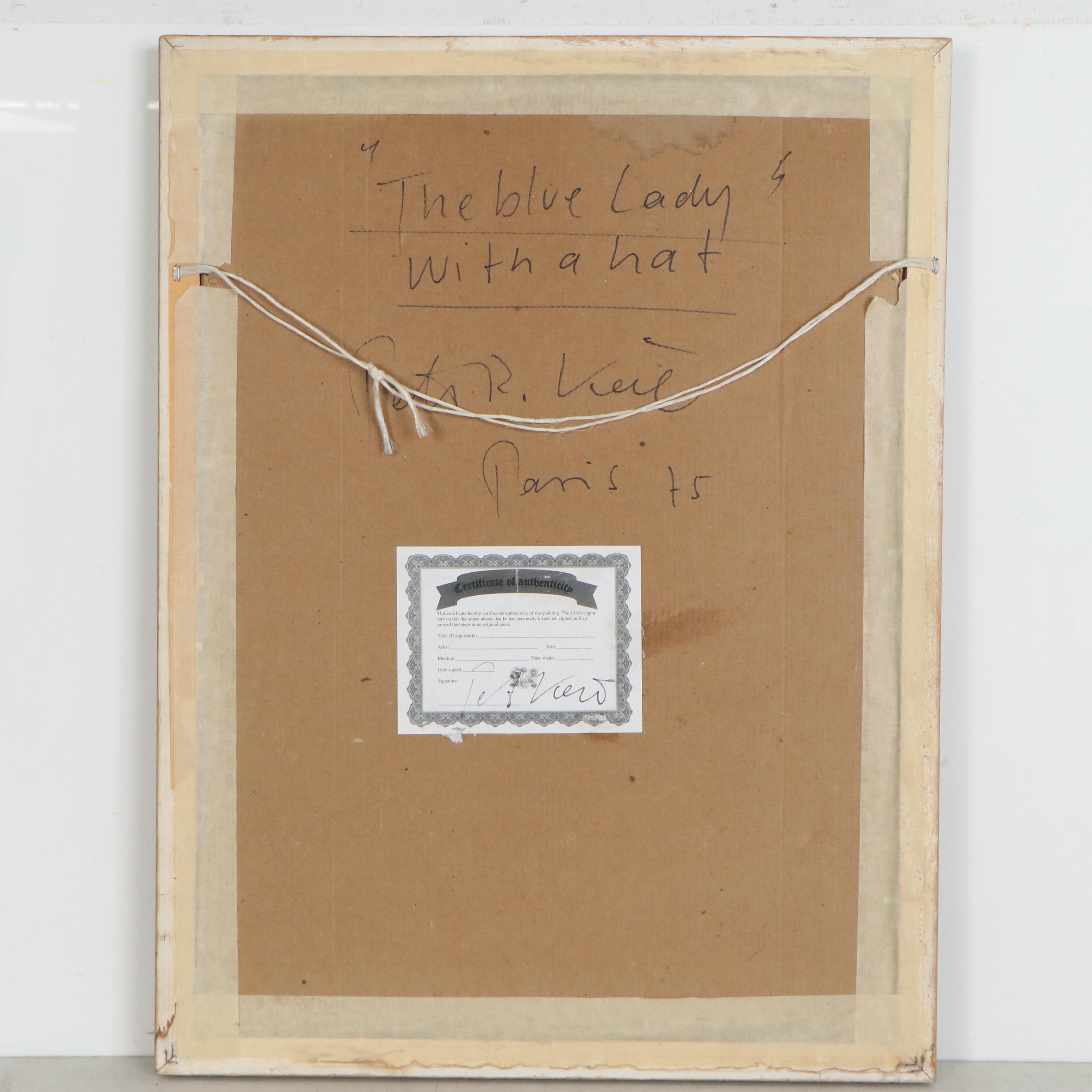 Peter Keil Abstract Acrylic Painting "The Blue Lady with a Hat," 1975