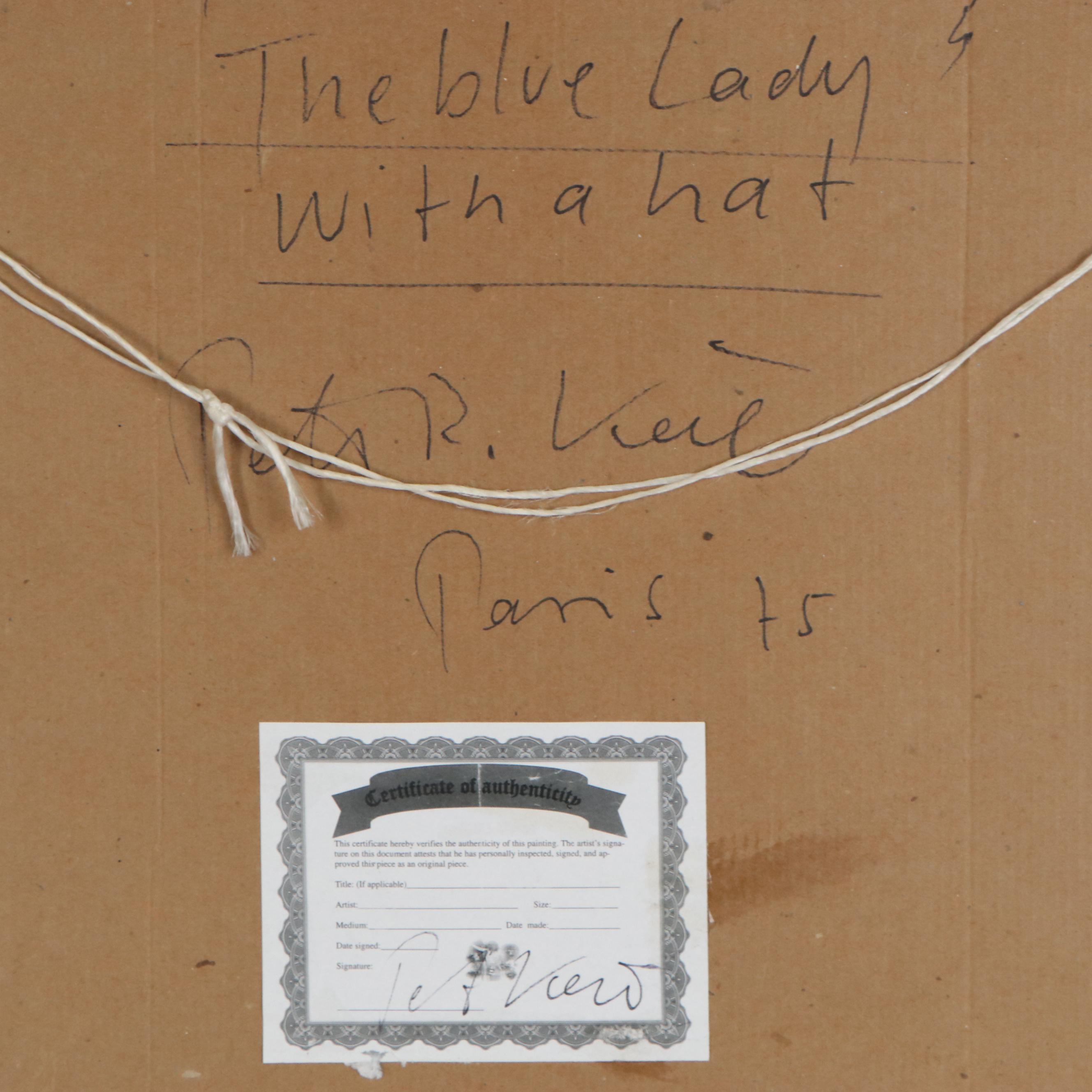 Peter Keil Abstract Acrylic Painting "The Blue Lady with a Hat," 1975