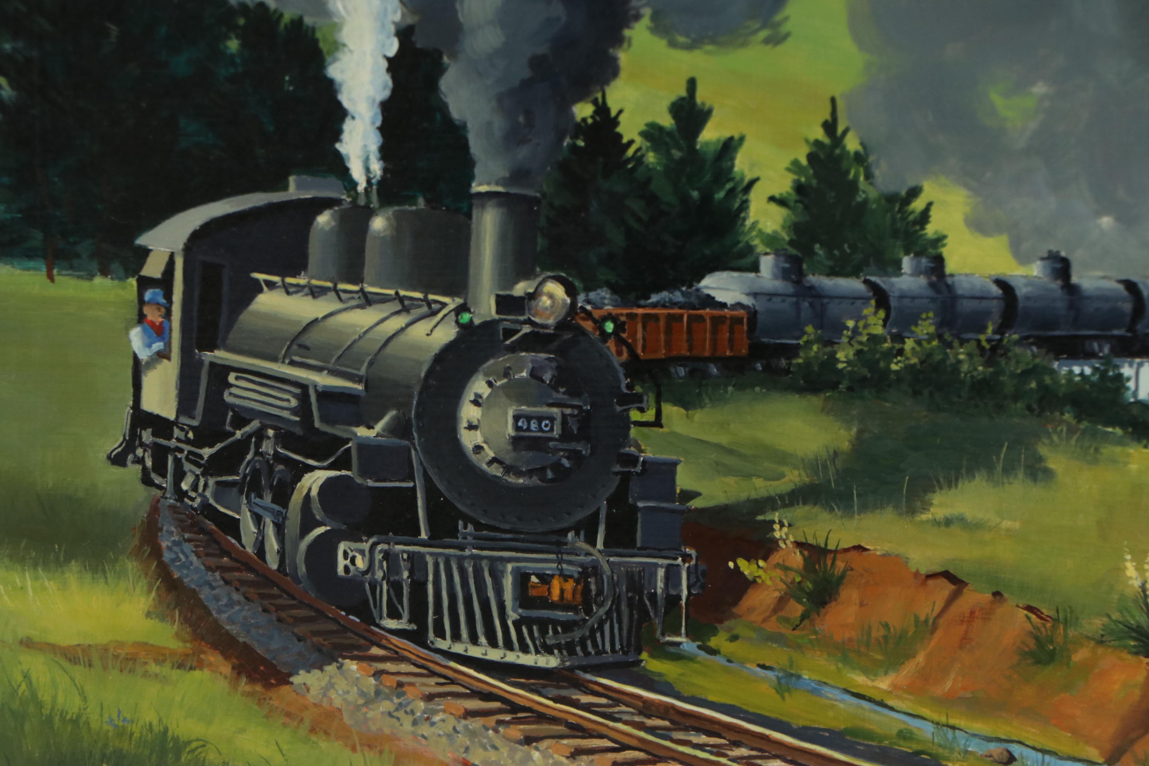 Bob Eckel Oil Painting "Doubling the Hill," Late 20th Century