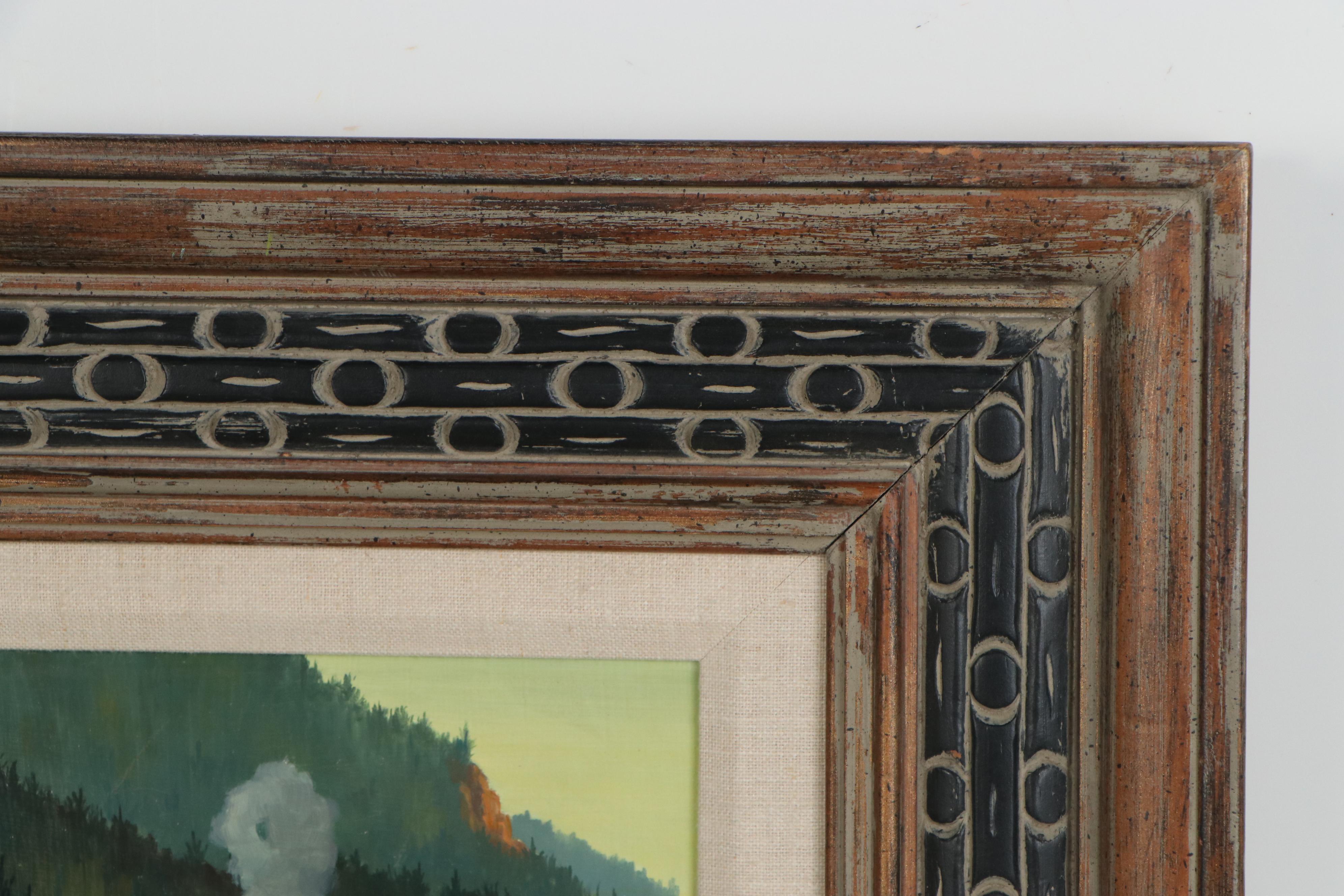 Bob Eckel Oil Painting "Doubling the Hill," Late 20th Century