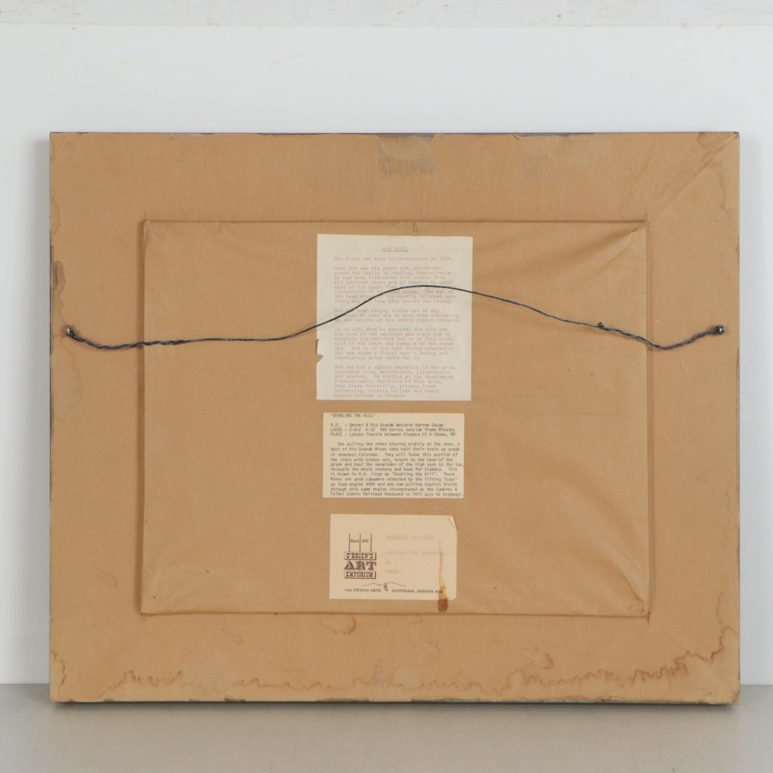 Bob Eckel Oil Painting "Doubling the Hill," Late 20th Century