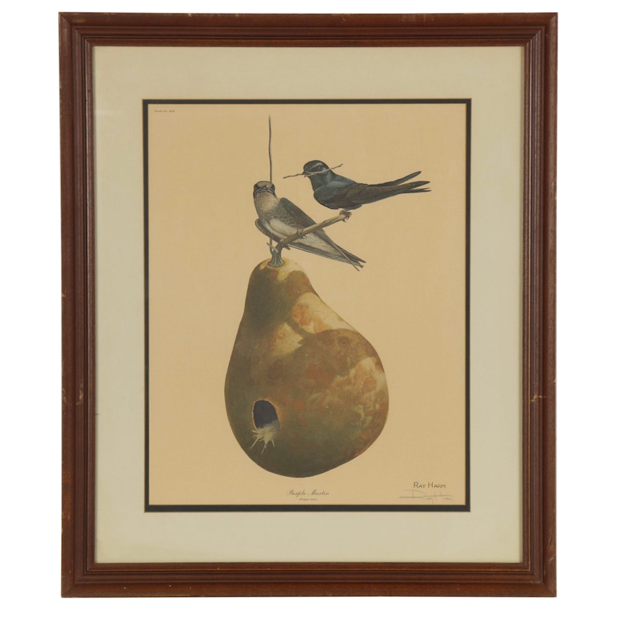 Ray Harm Offset Lithograph "Purple Martin," Late 20th Century