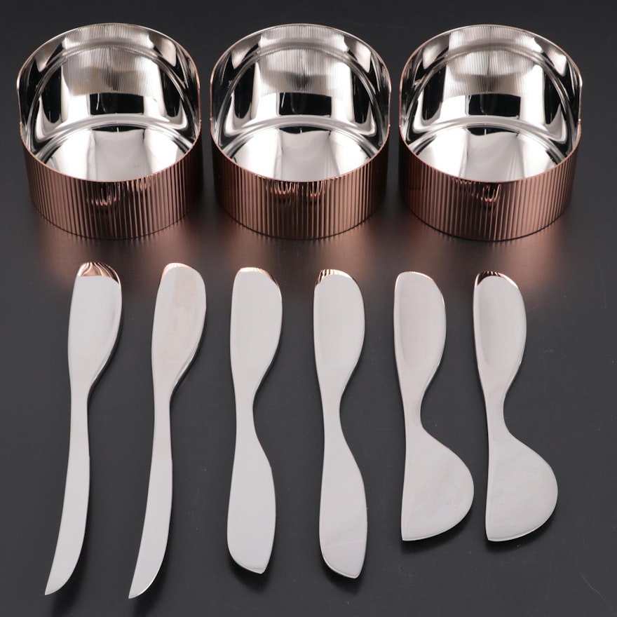 Georg Jensen "Urkiola" Serving Bowls and Soft Cheese Knives