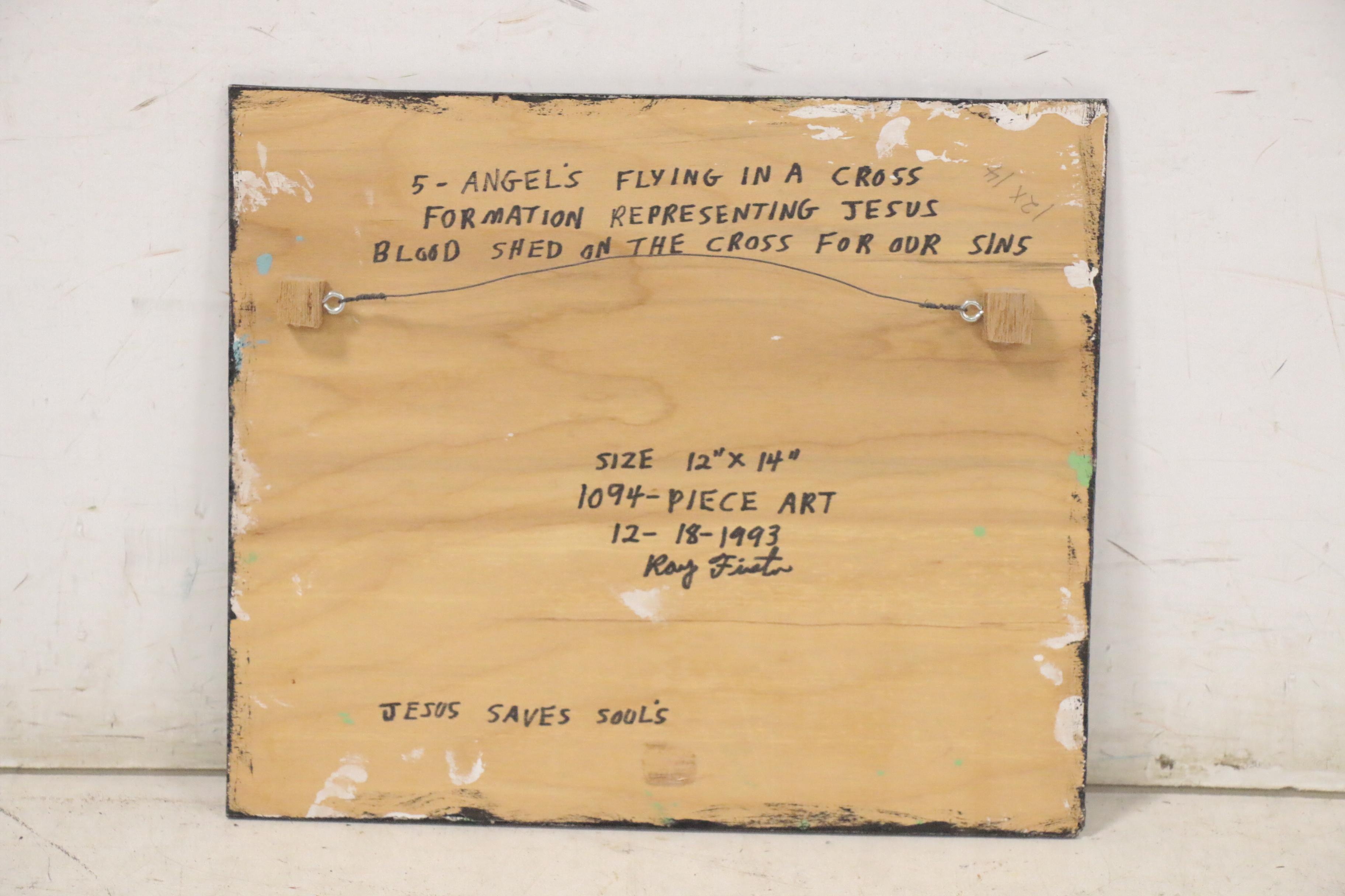 Roy Finster Folk Art Acrylic Painting "Welcome to Rock Hill Church," 1993