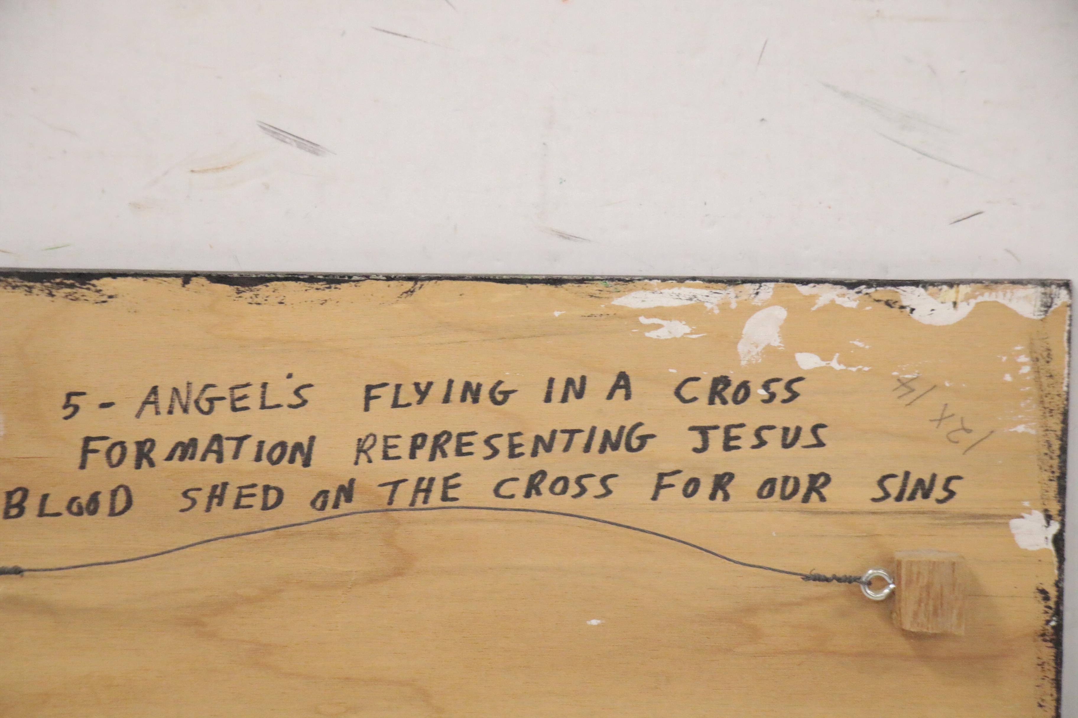 Roy Finster Folk Art Acrylic Painting "Welcome to Rock Hill Church," 1993