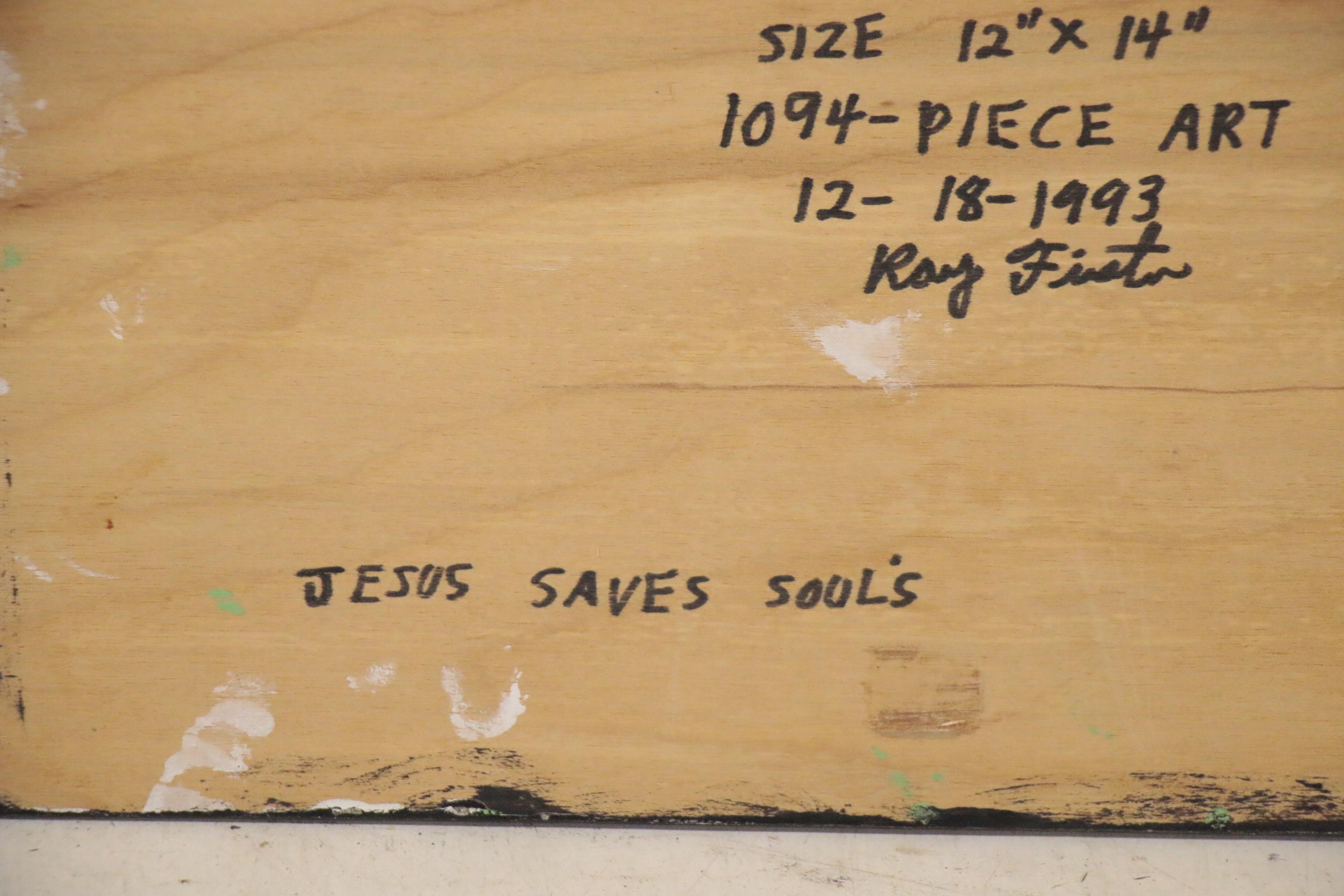 Roy Finster Folk Art Acrylic Painting "Welcome to Rock Hill Church," 1993