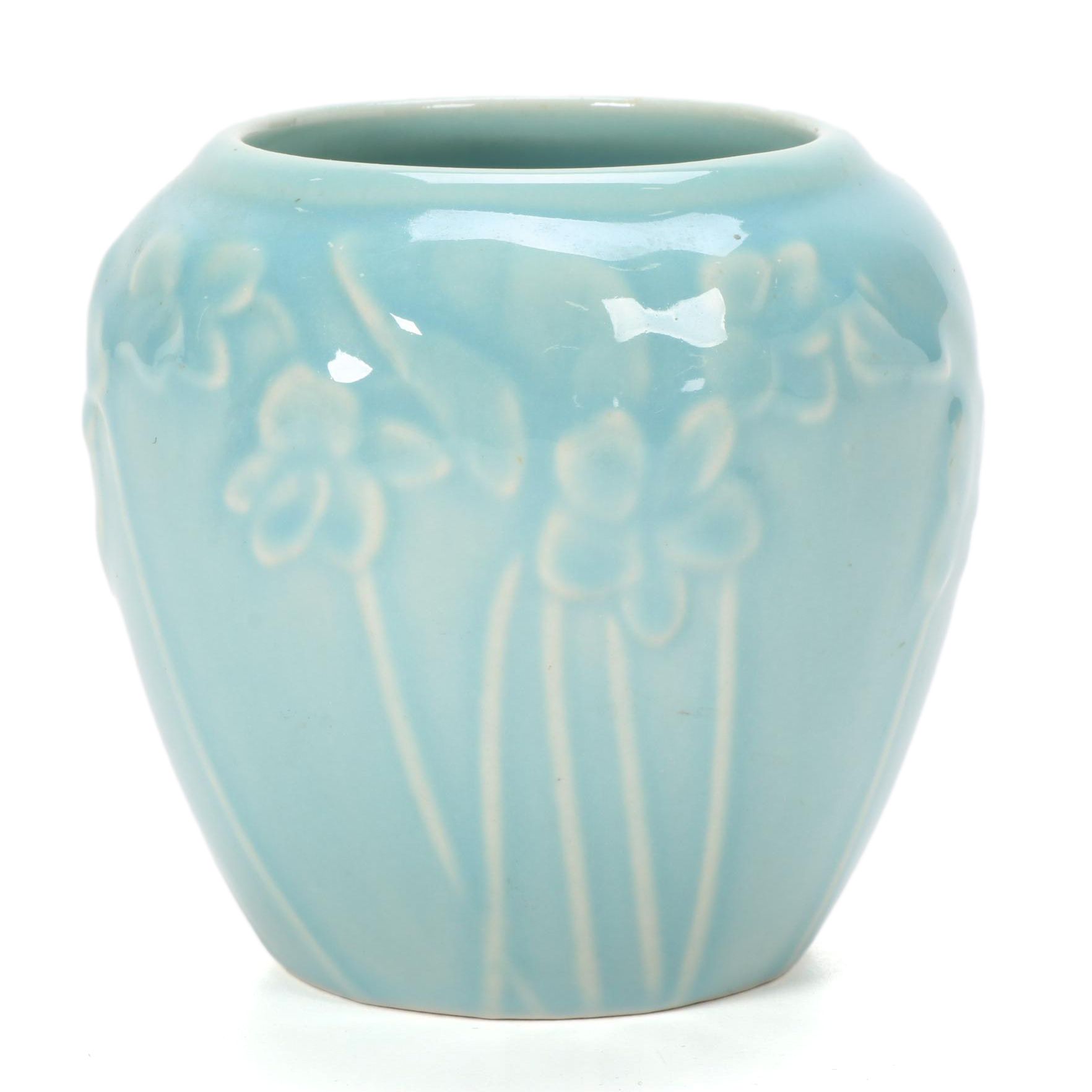 Rookwood Pottery Blue Floral Motif Ceramic Vase, 1948