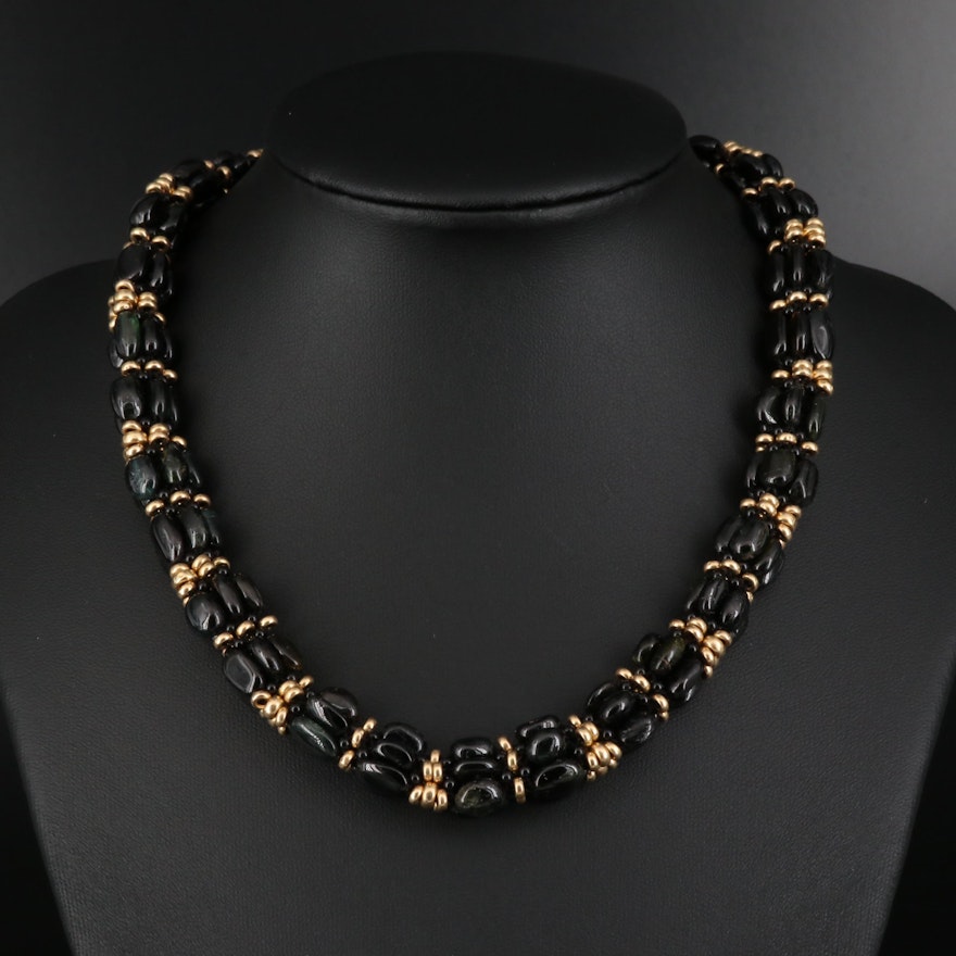 14K Multi-Strand Tourmaline Bead Necklace