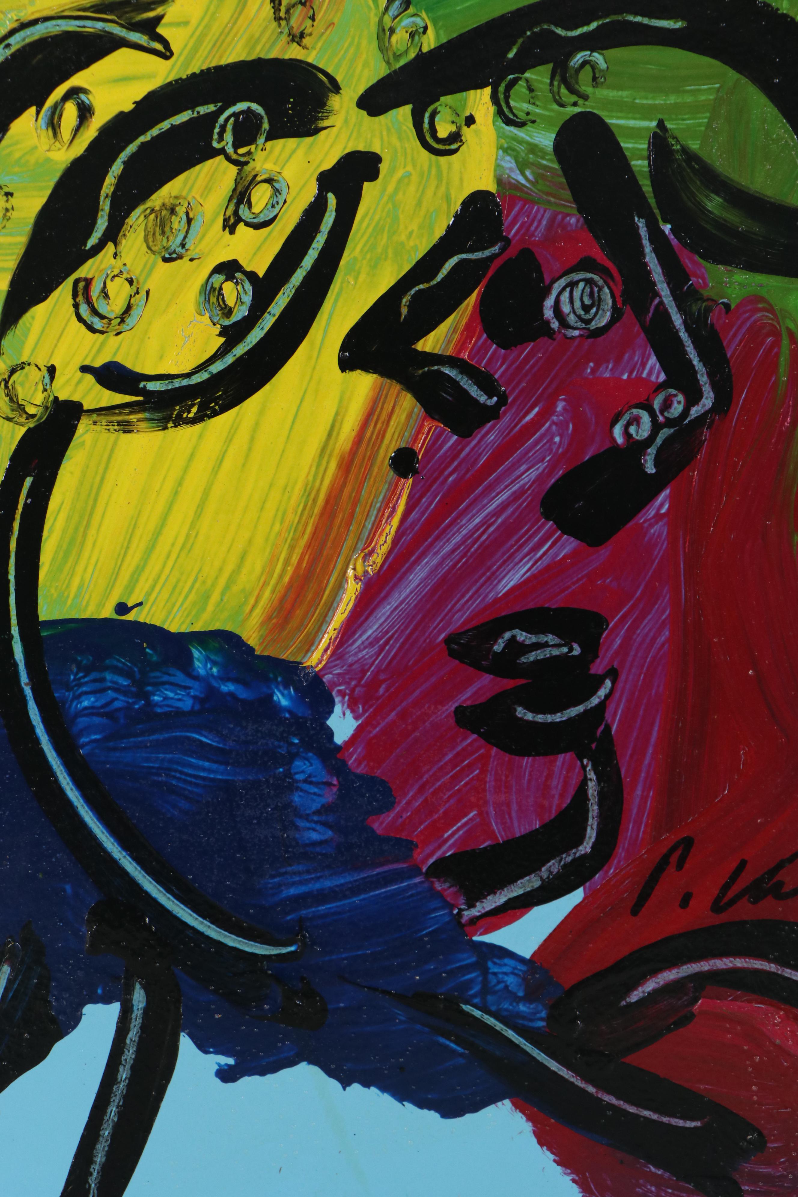 Peter Keil Abstract Acrylic Portrait Painting, Late 20th Century