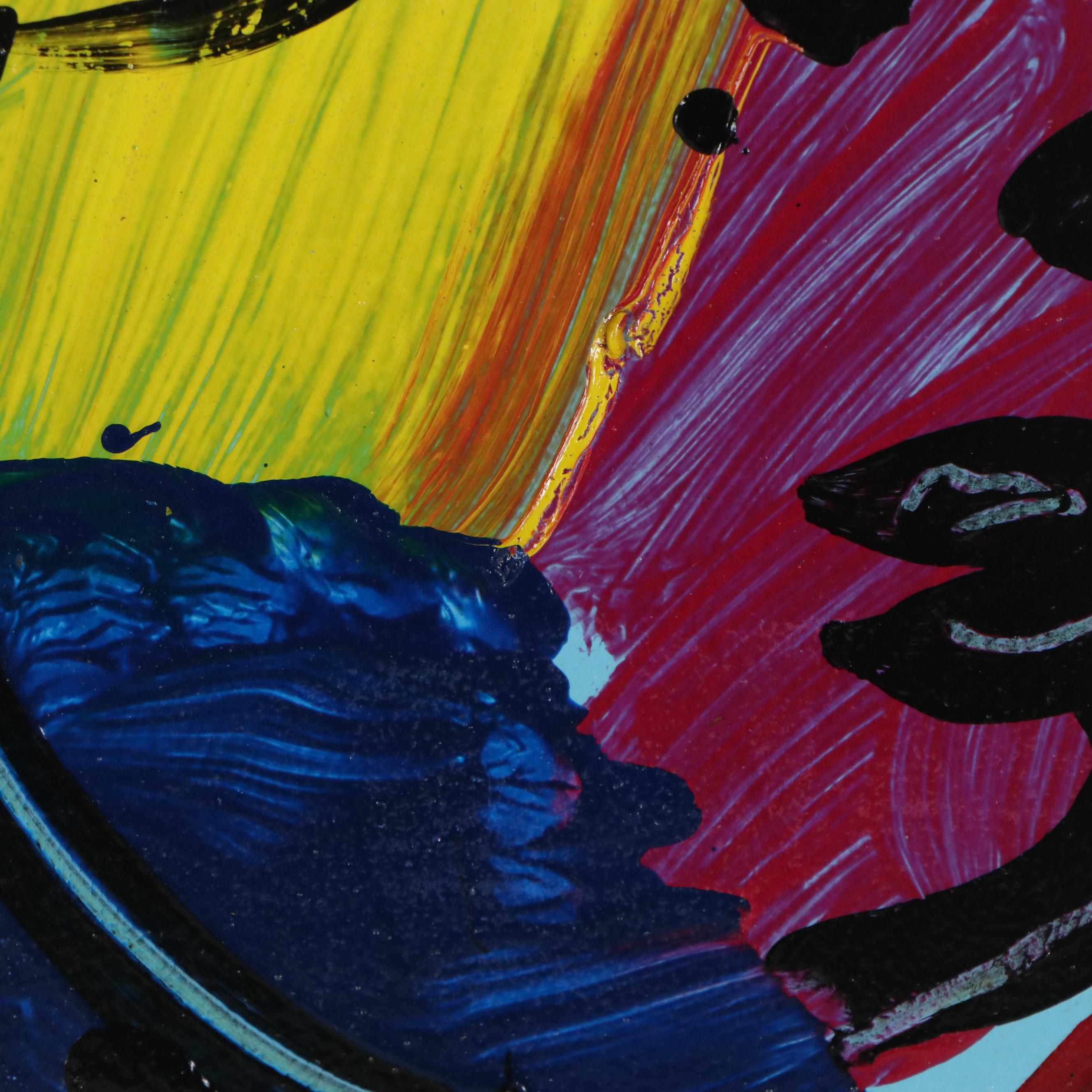 Peter Keil Abstract Acrylic Portrait Painting, Late 20th Century