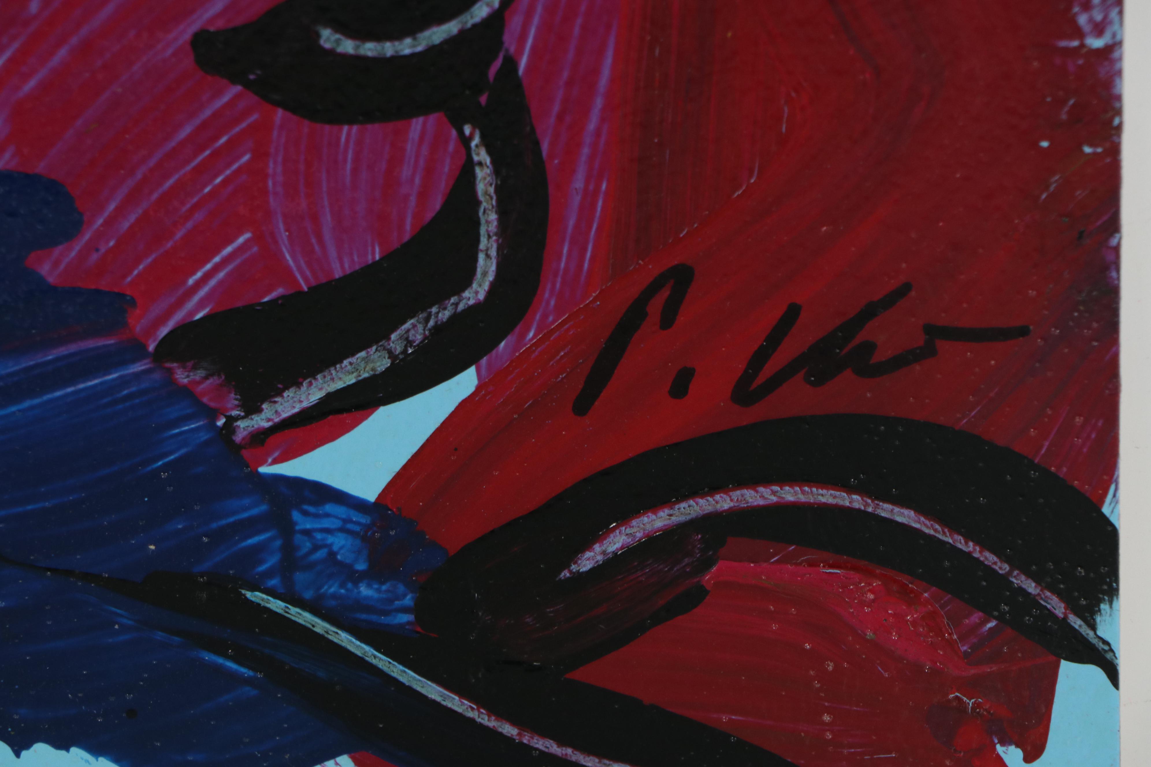 Peter Keil Abstract Acrylic Portrait Painting, Late 20th Century