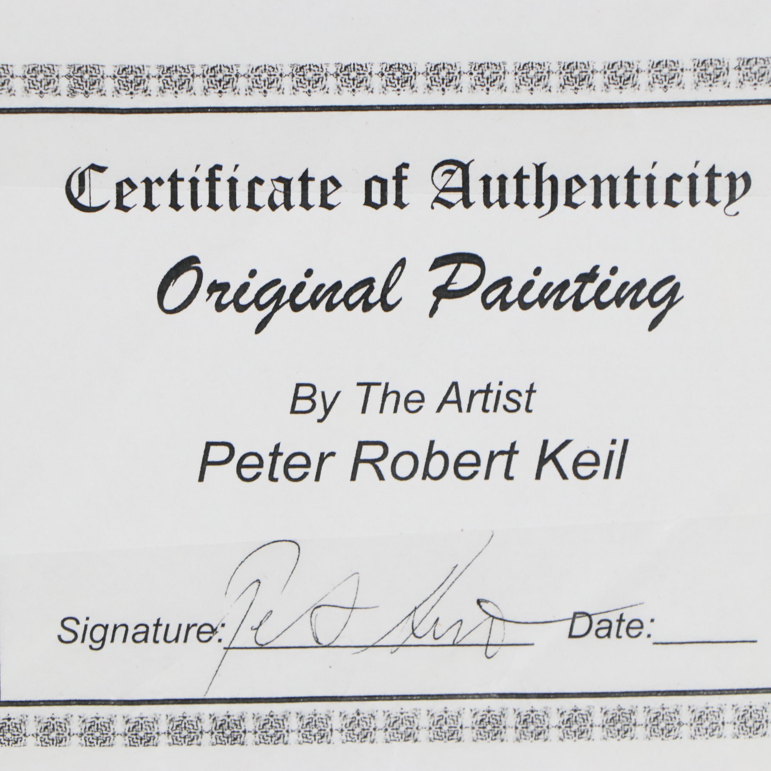 Peter Keil Abstract Acrylic Portrait Painting, Late 20th Century