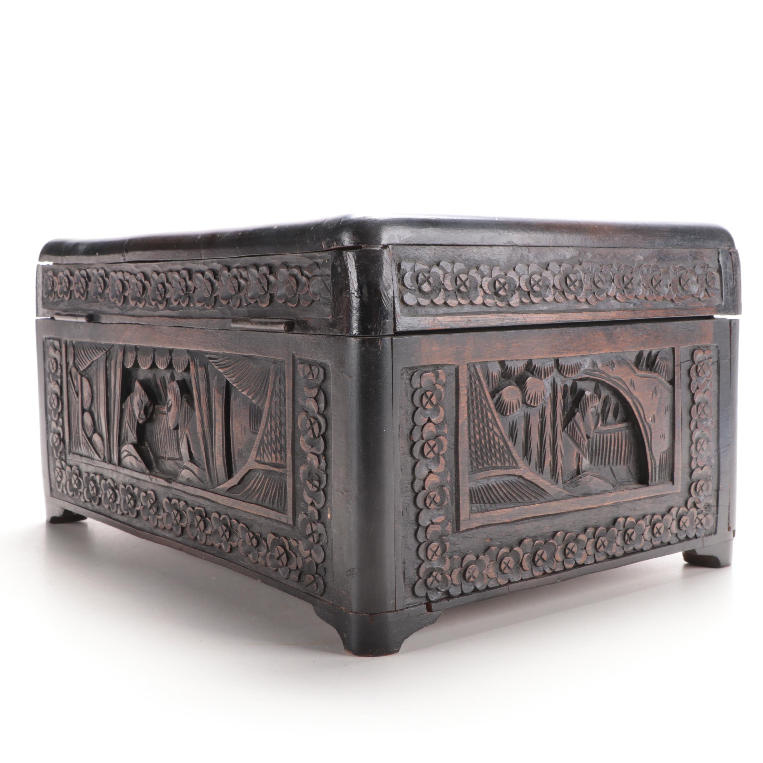 Chinese Carved Camphorwood Storage Box