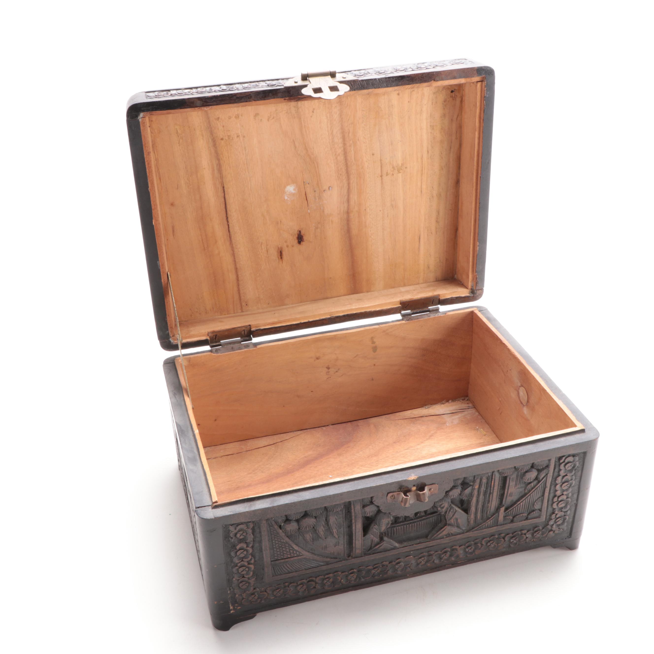 Chinese Carved Camphorwood Storage Box