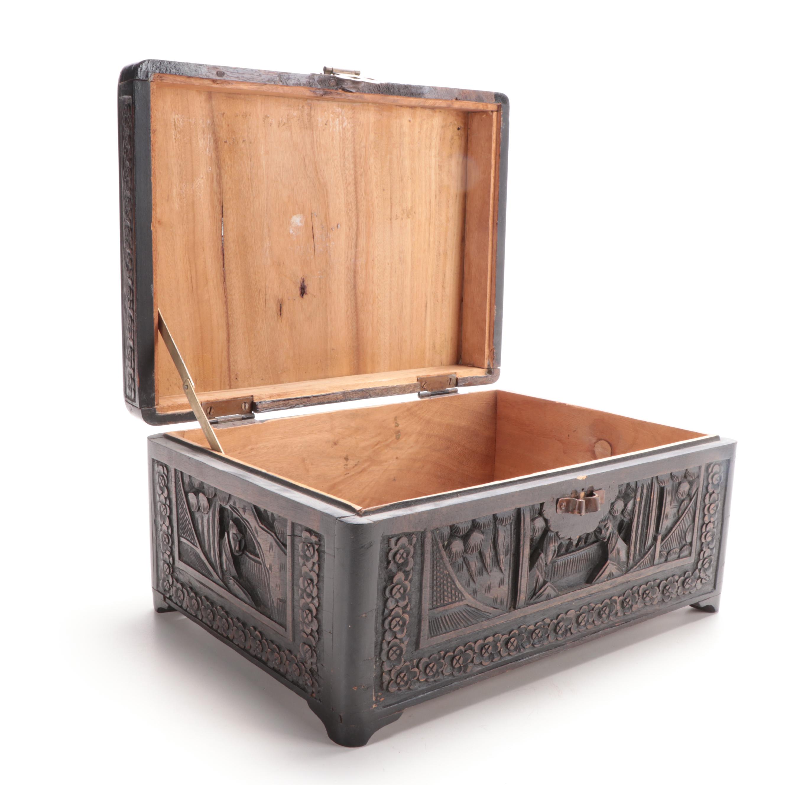 Chinese Carved Camphorwood Storage Box