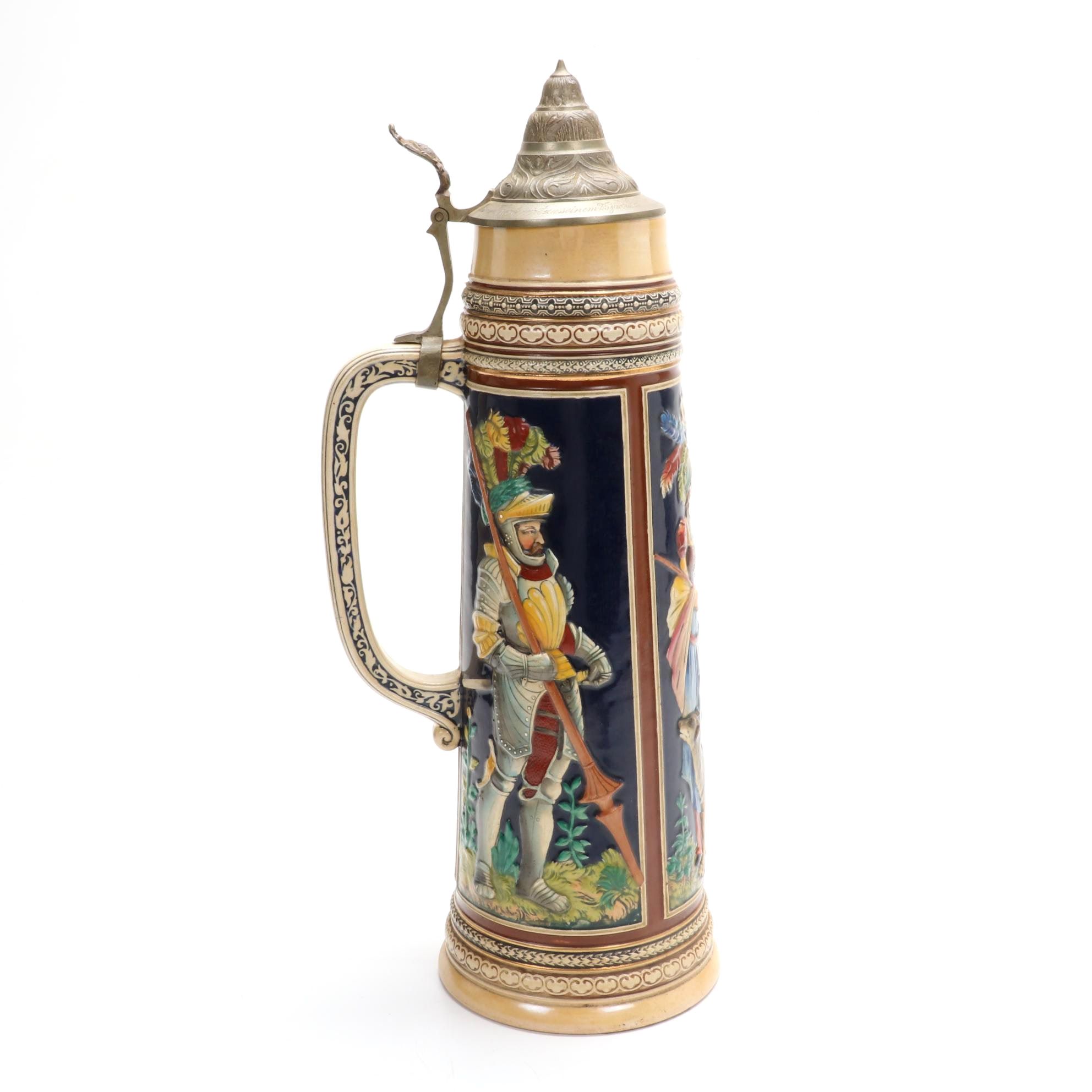 German Glazed Stoneware 5.5 Liter Beer Stein