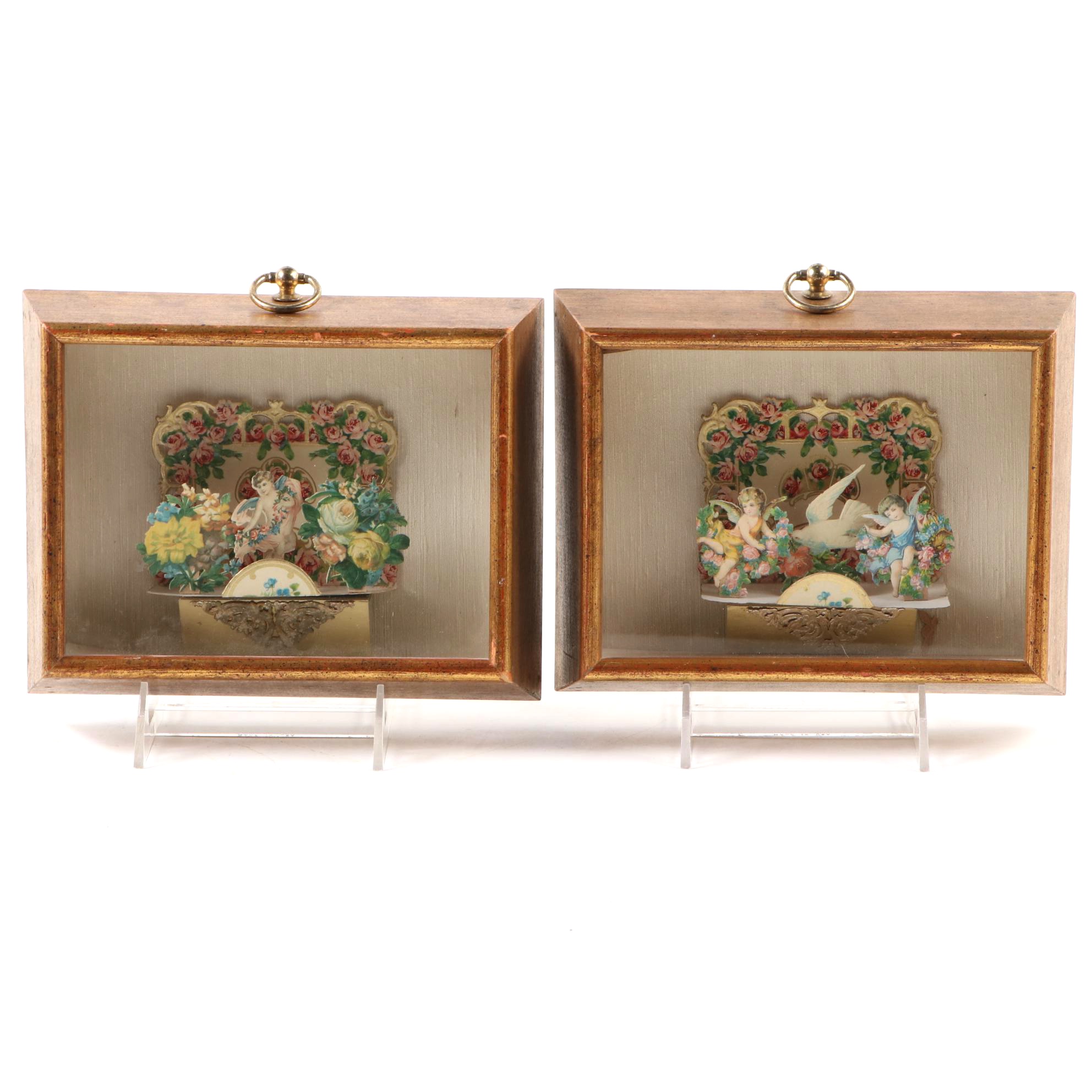 Sungott Art Studios Framed Victorian Pop-up Valentines, 20th Century
