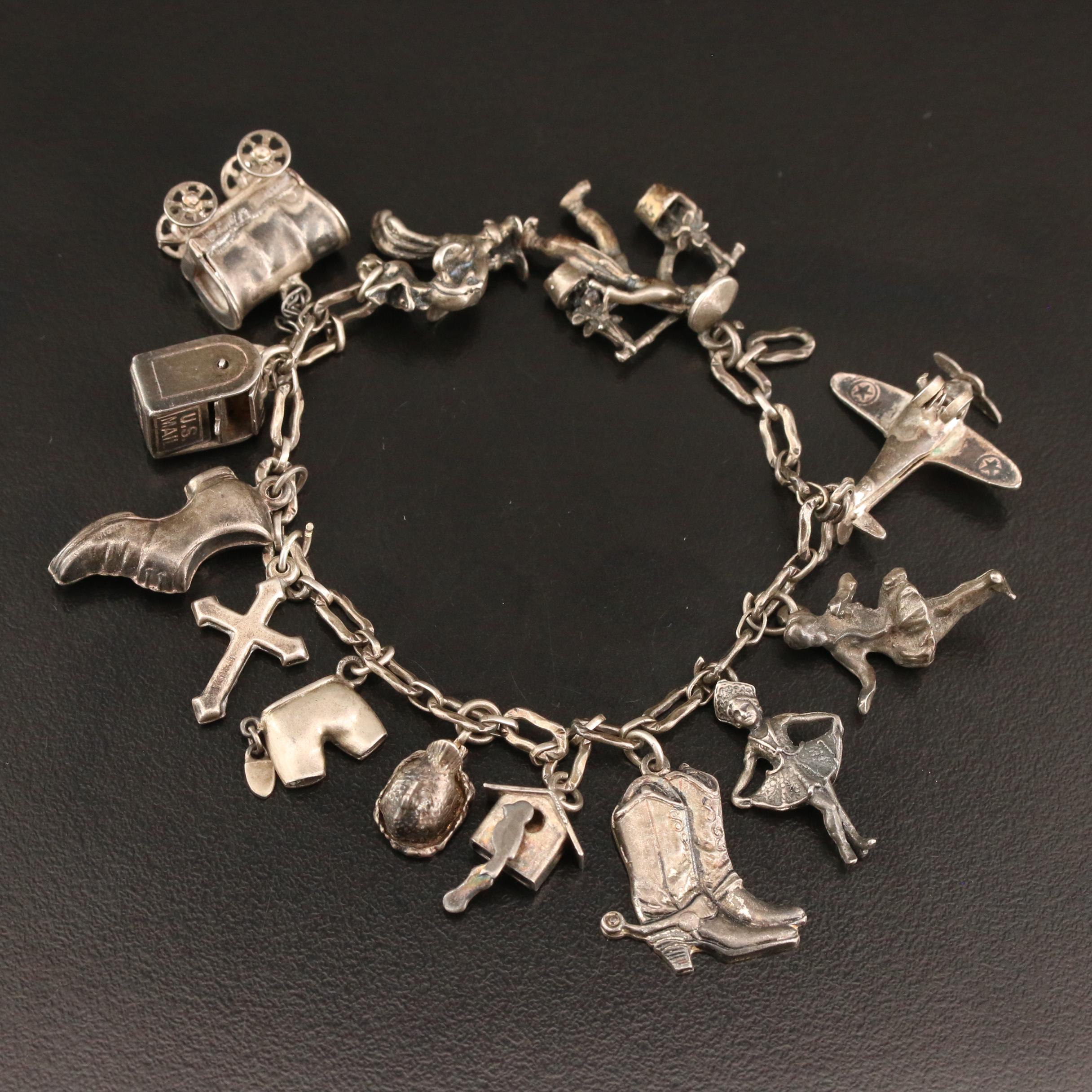 Vintage Sterling Silver Charm Bracelet