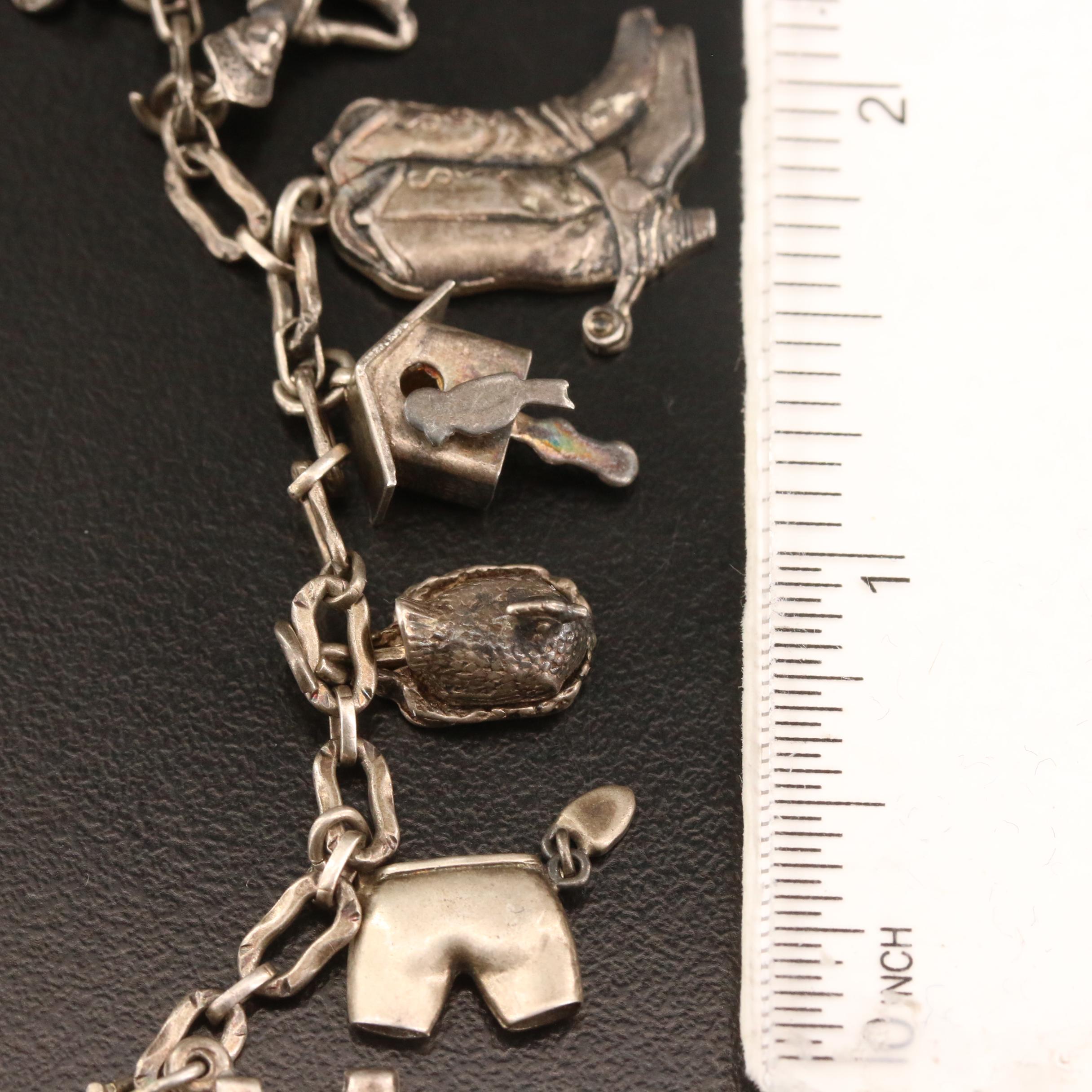 Vintage Sterling Silver Charm Bracelet