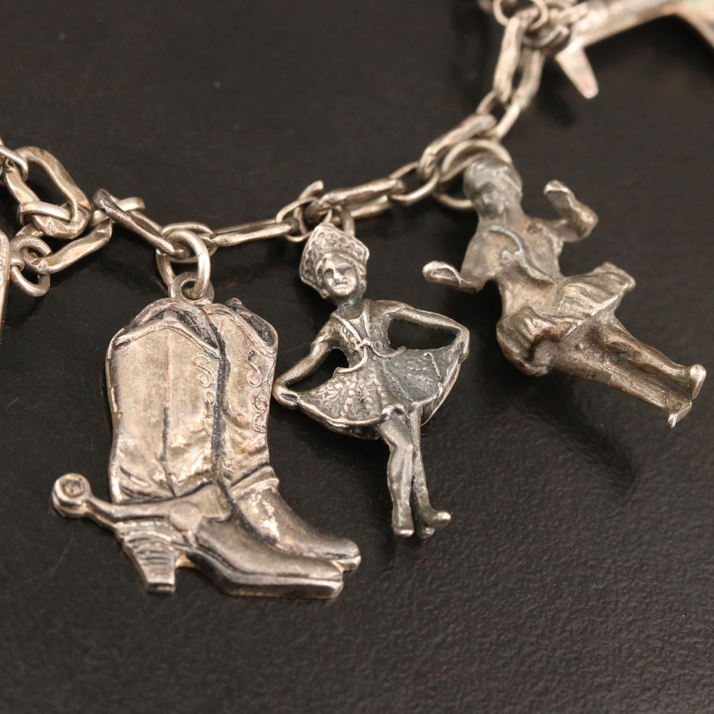 Vintage Sterling Silver Charm Bracelet