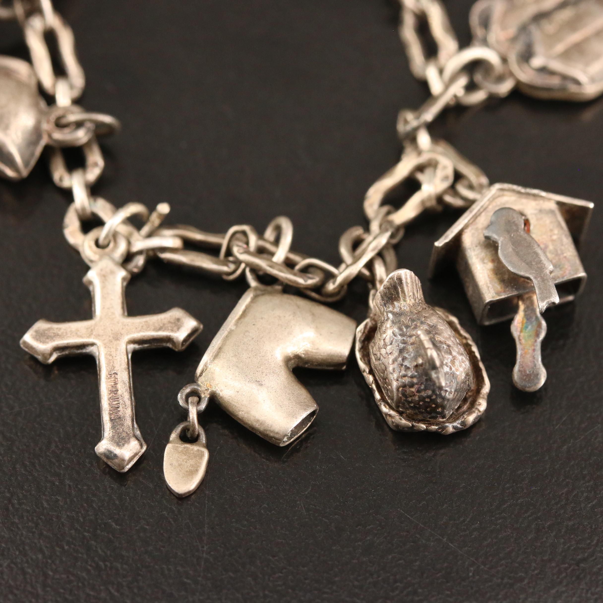 Vintage Sterling Silver Charm Bracelet