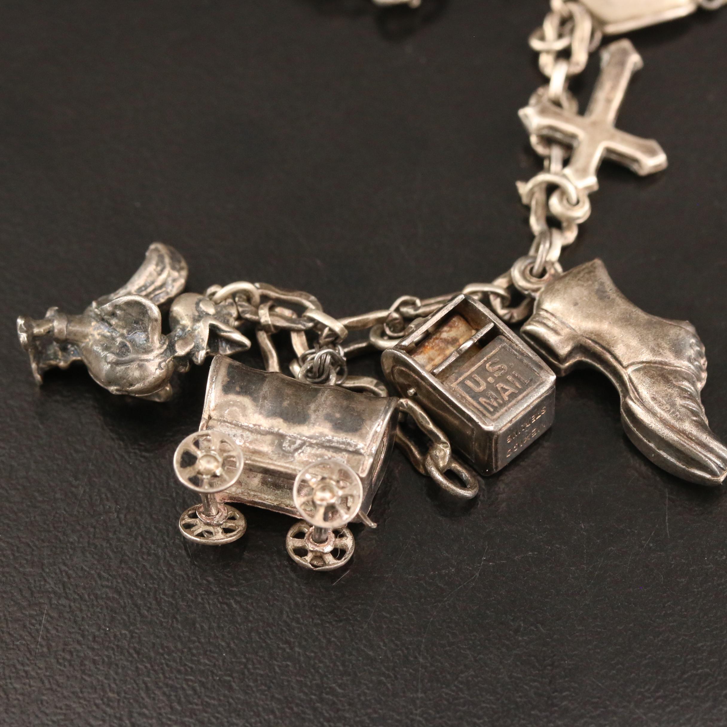 Vintage Sterling Silver Charm Bracelet