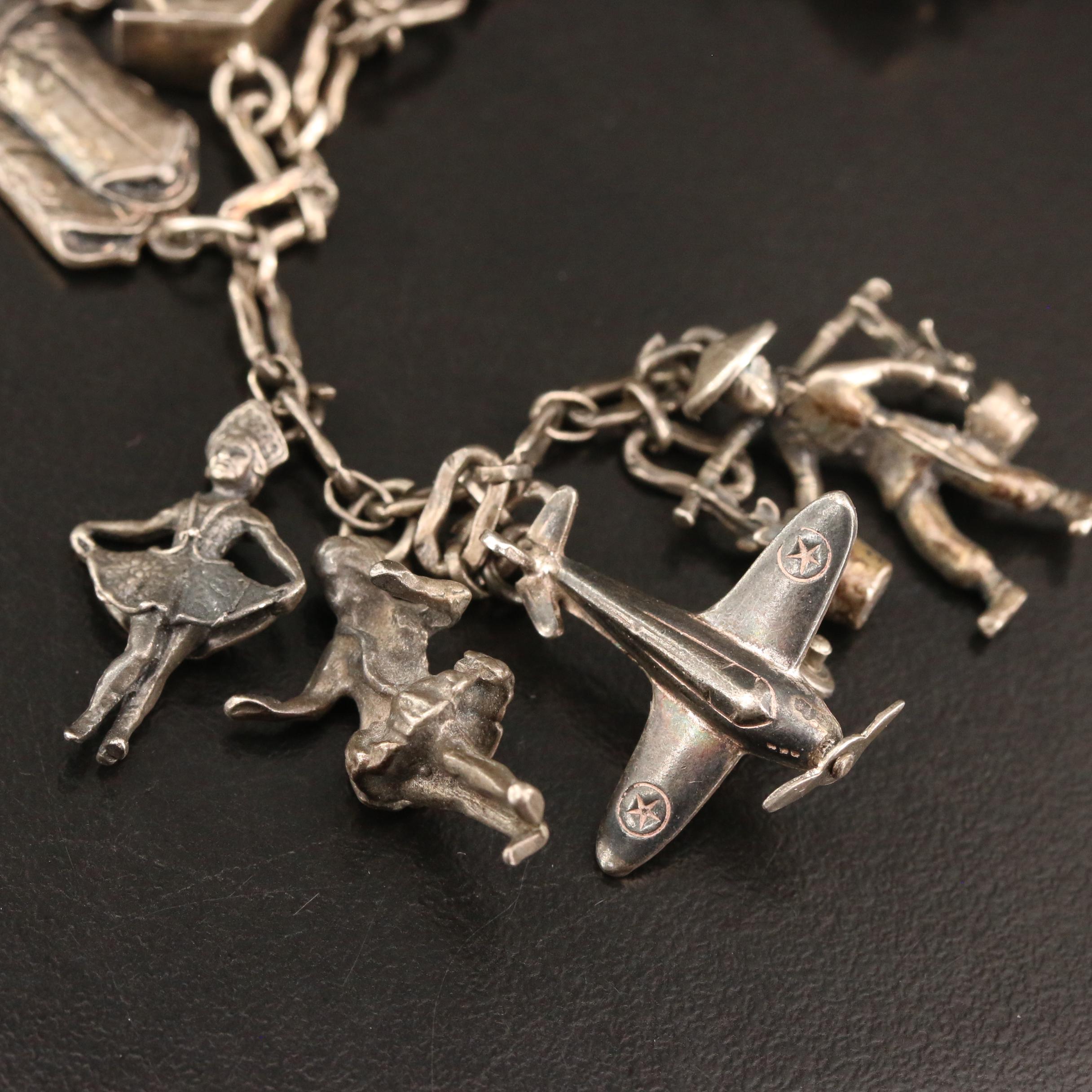Vintage Sterling Silver Charm Bracelet