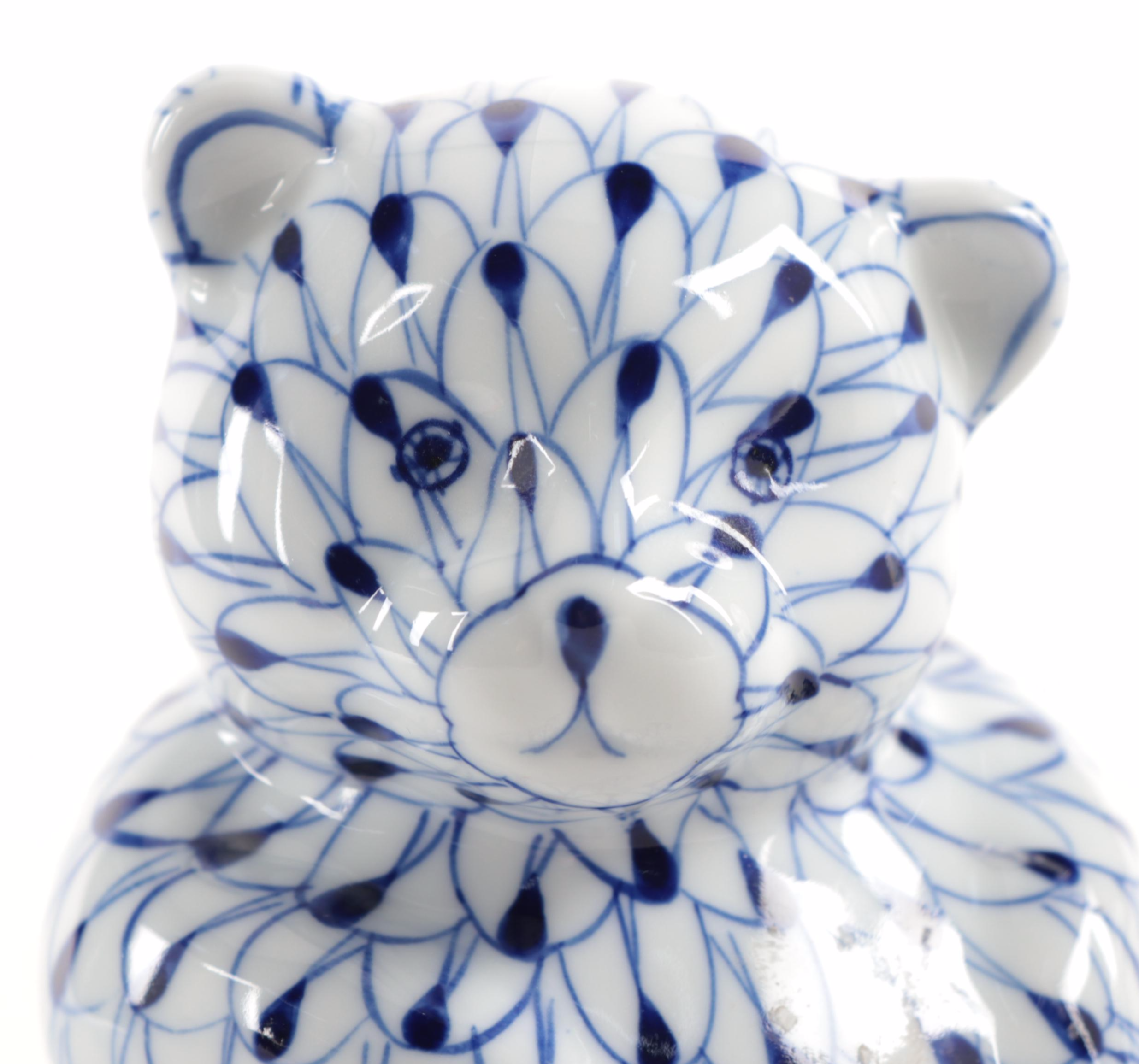 Andrea By Sadek Hand-Painted Porcelain Fishnet Bear Figurine