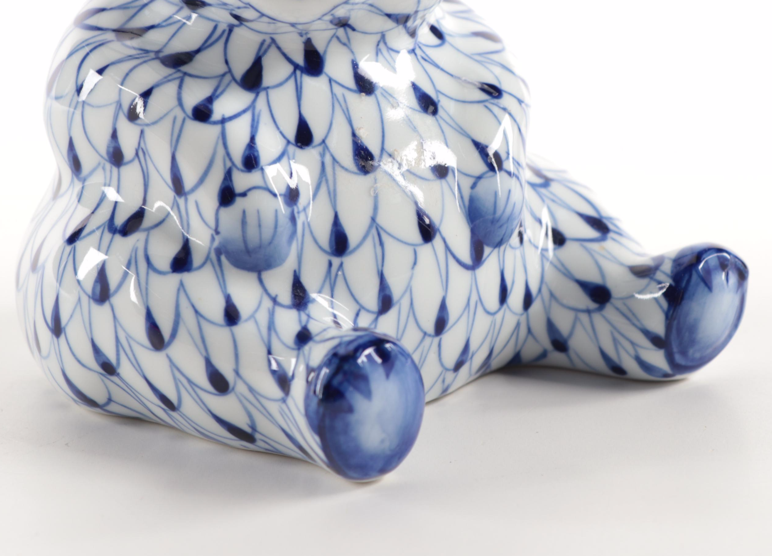 Andrea By Sadek Hand-Painted Porcelain Fishnet Bear Figurine