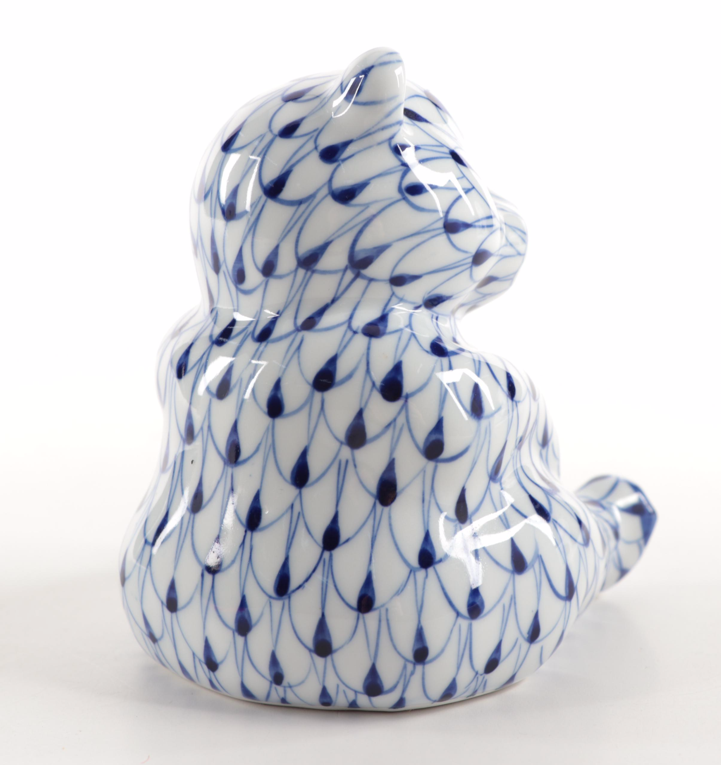 Andrea By Sadek Hand-Painted Porcelain Fishnet Bear Figurine