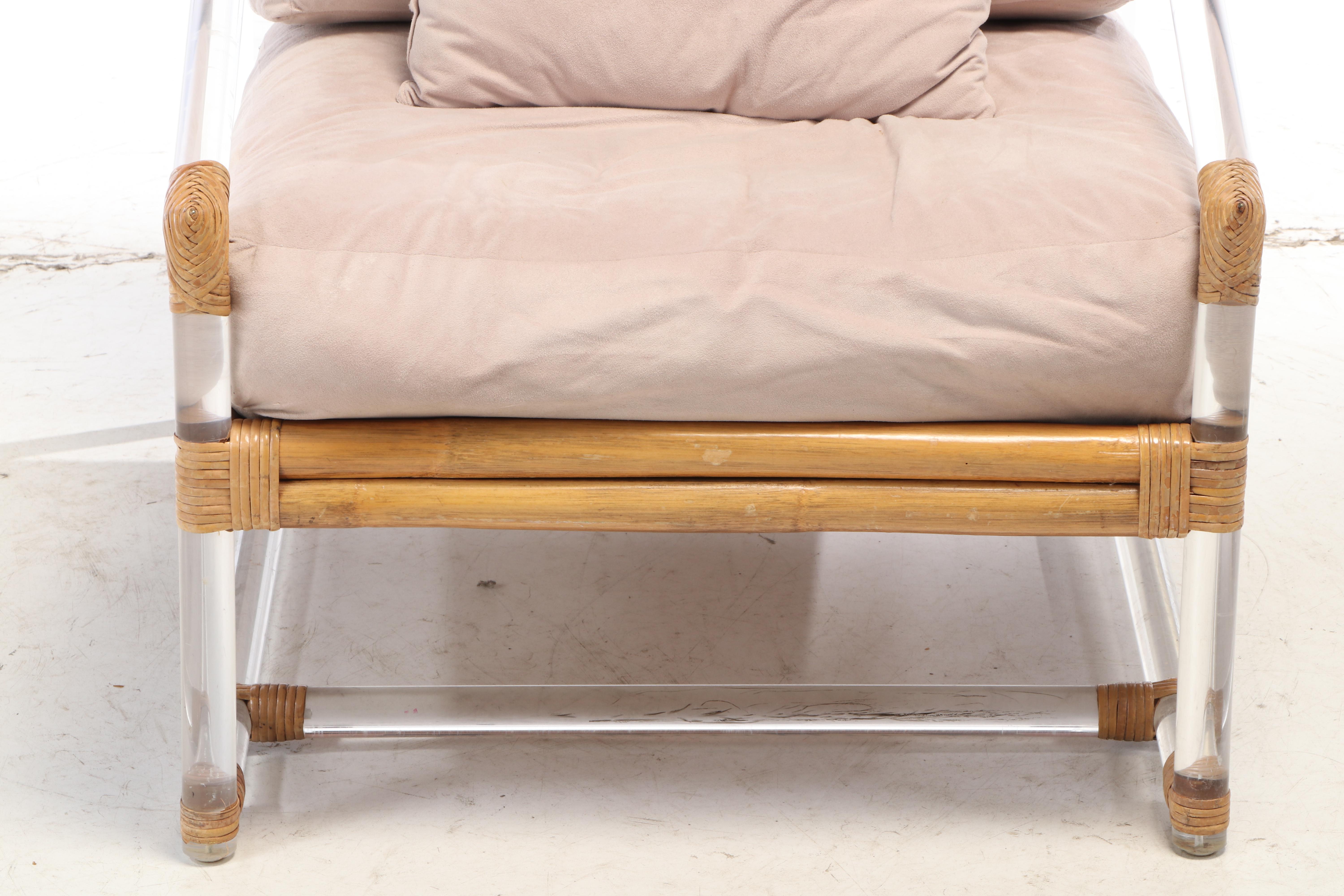 Four Seasons Mid Century Modern Lucite, Bamboo, & Rattan Club Chair, circa 1970