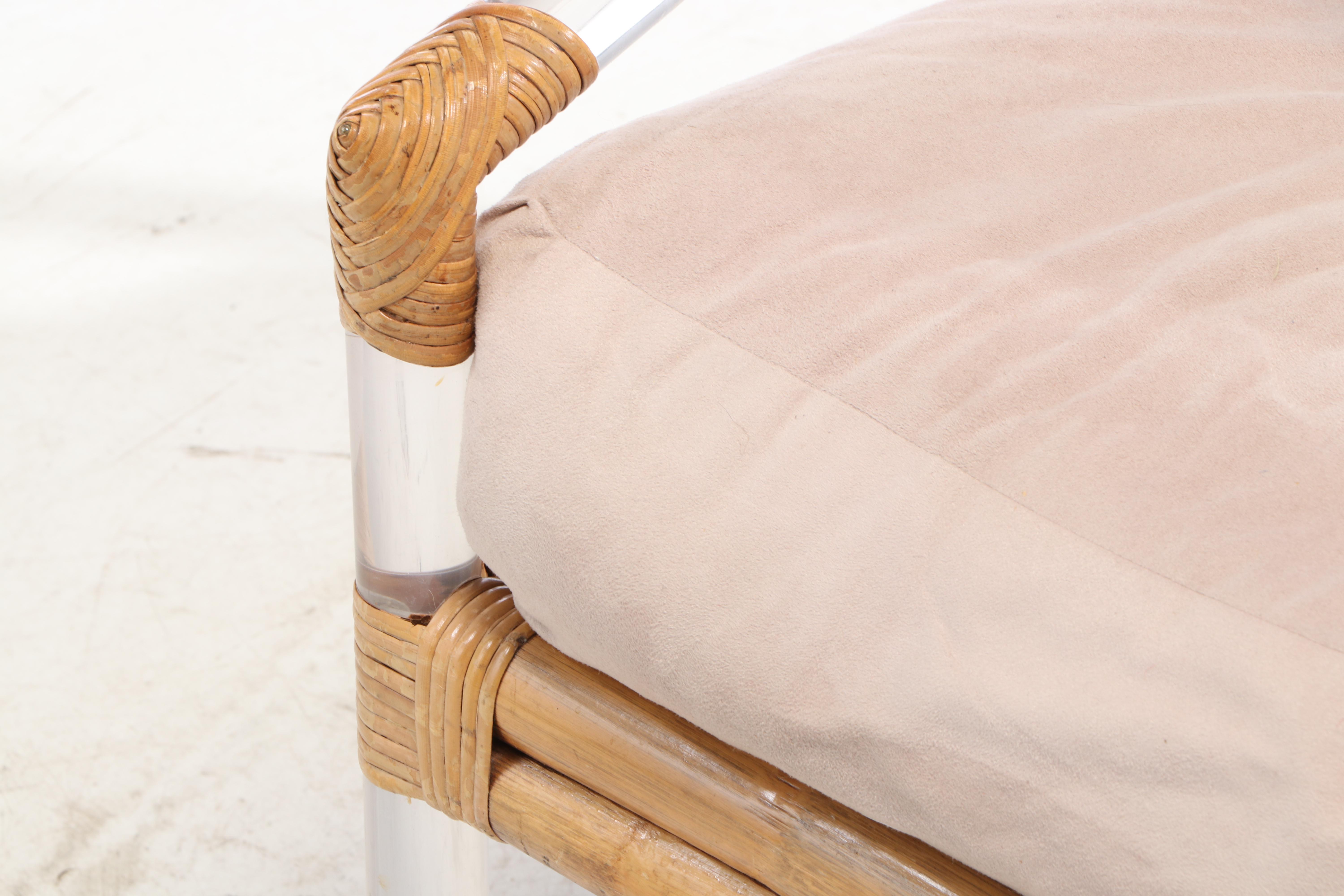 Four Seasons Mid Century Modern Lucite, Bamboo, & Rattan Club Chair, circa 1970