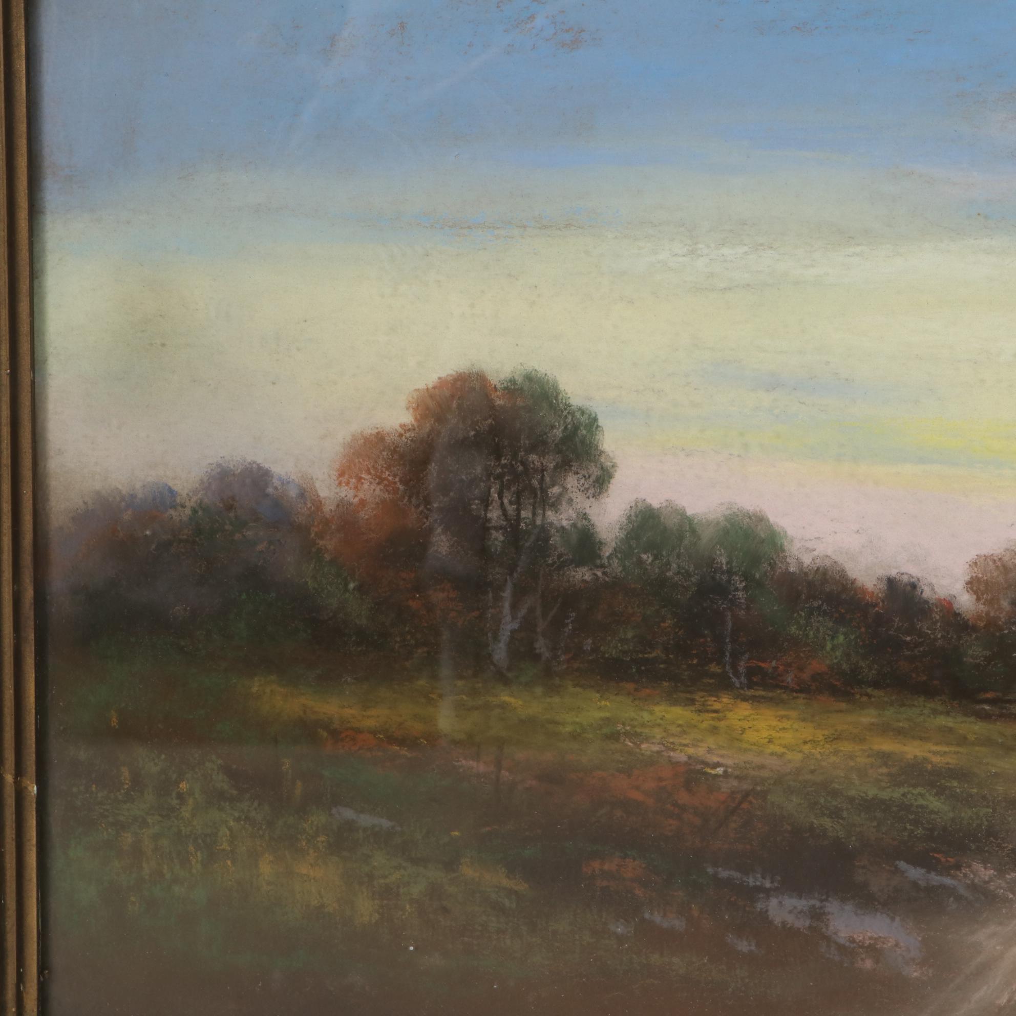 Country Road Pastel Drawing, Mid-Late 20th Century