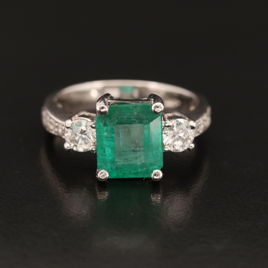 14K 2.46 CT Emerald and Diamond Ring