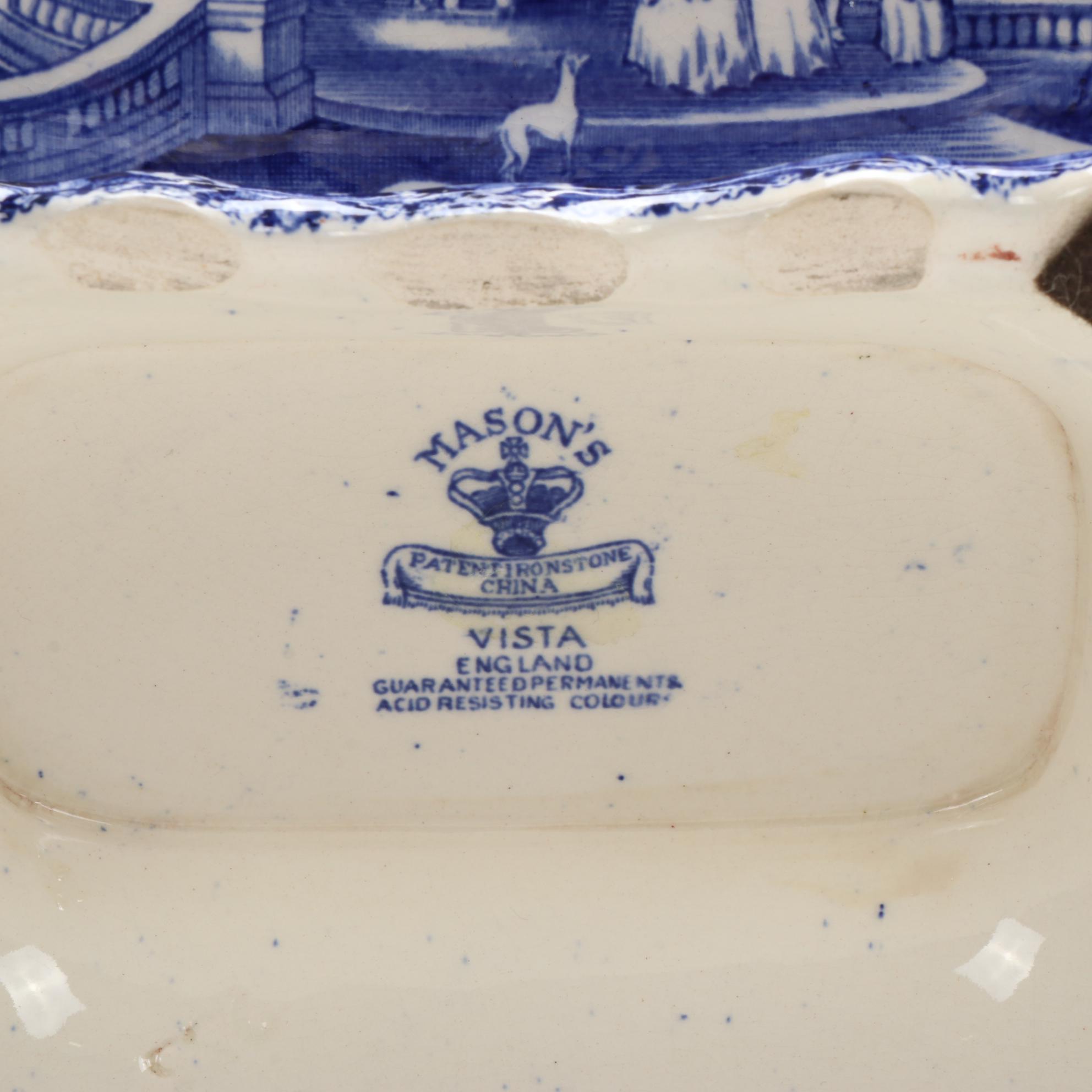 Mason's "Vista" Blue Transferware Ironstone Plate and Tureen with Underplate