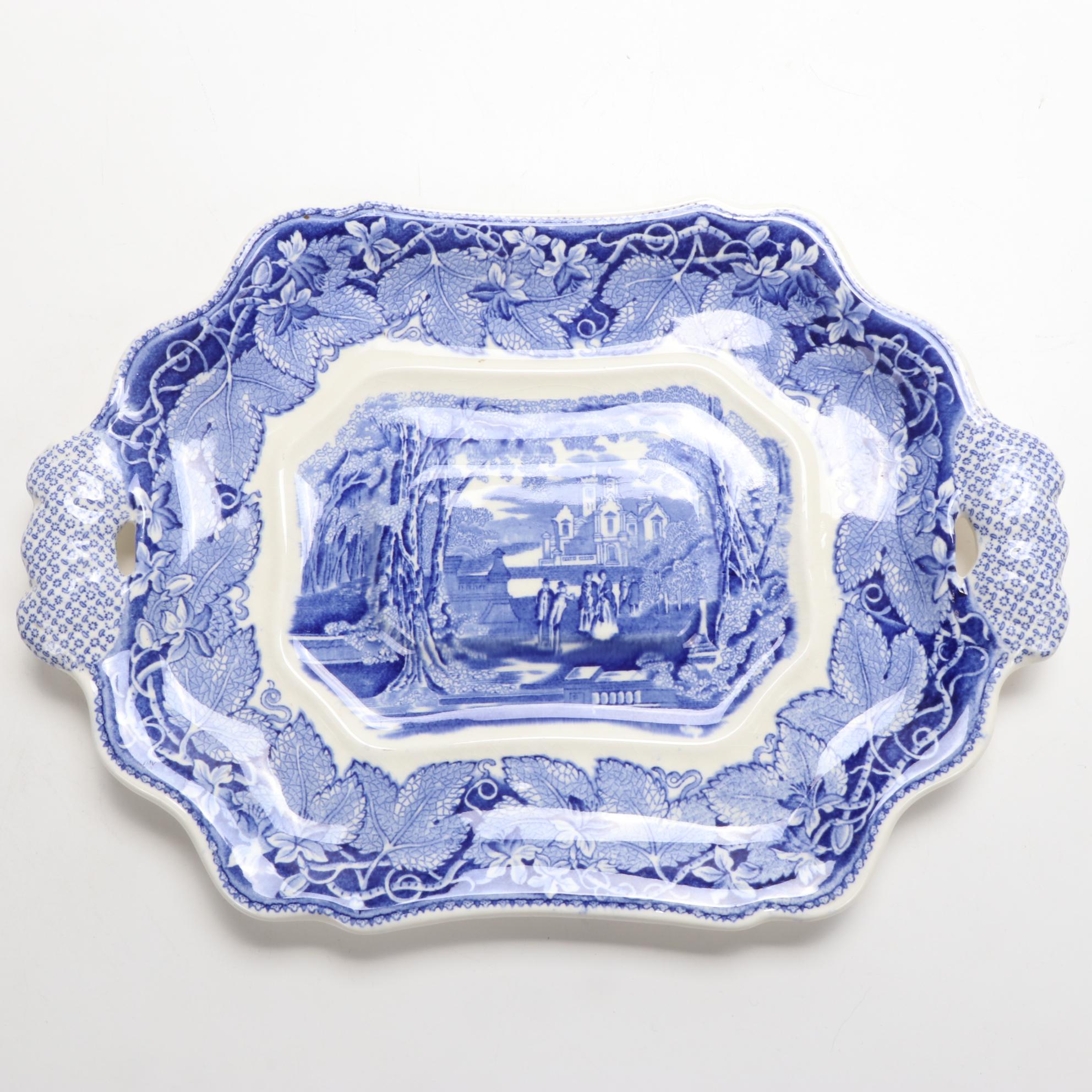 Mason's "Vista" Blue Transferware Ironstone Plate and Tureen with Underplate