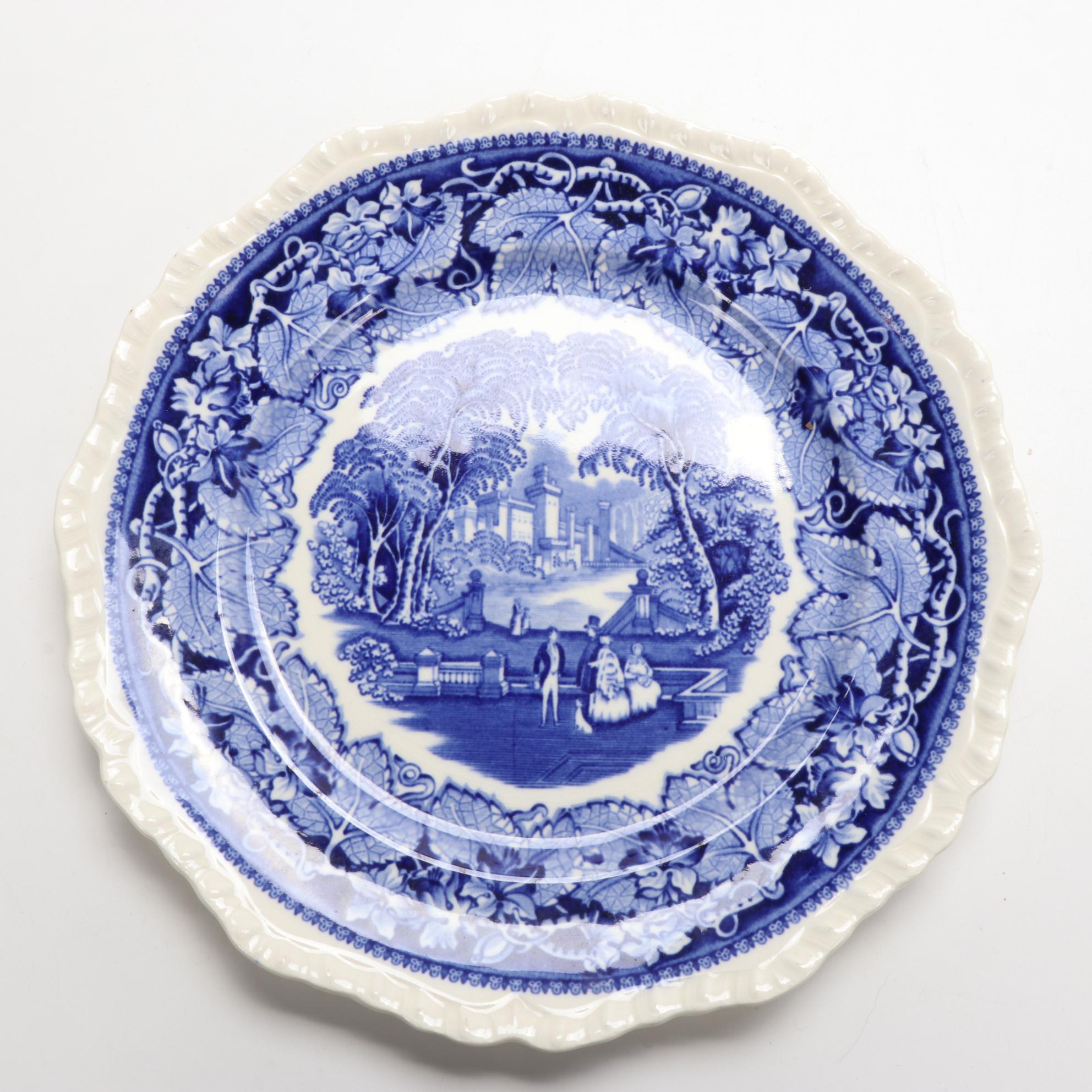 Mason's "Vista" Blue Transferware Ironstone Plate and Tureen with Underplate