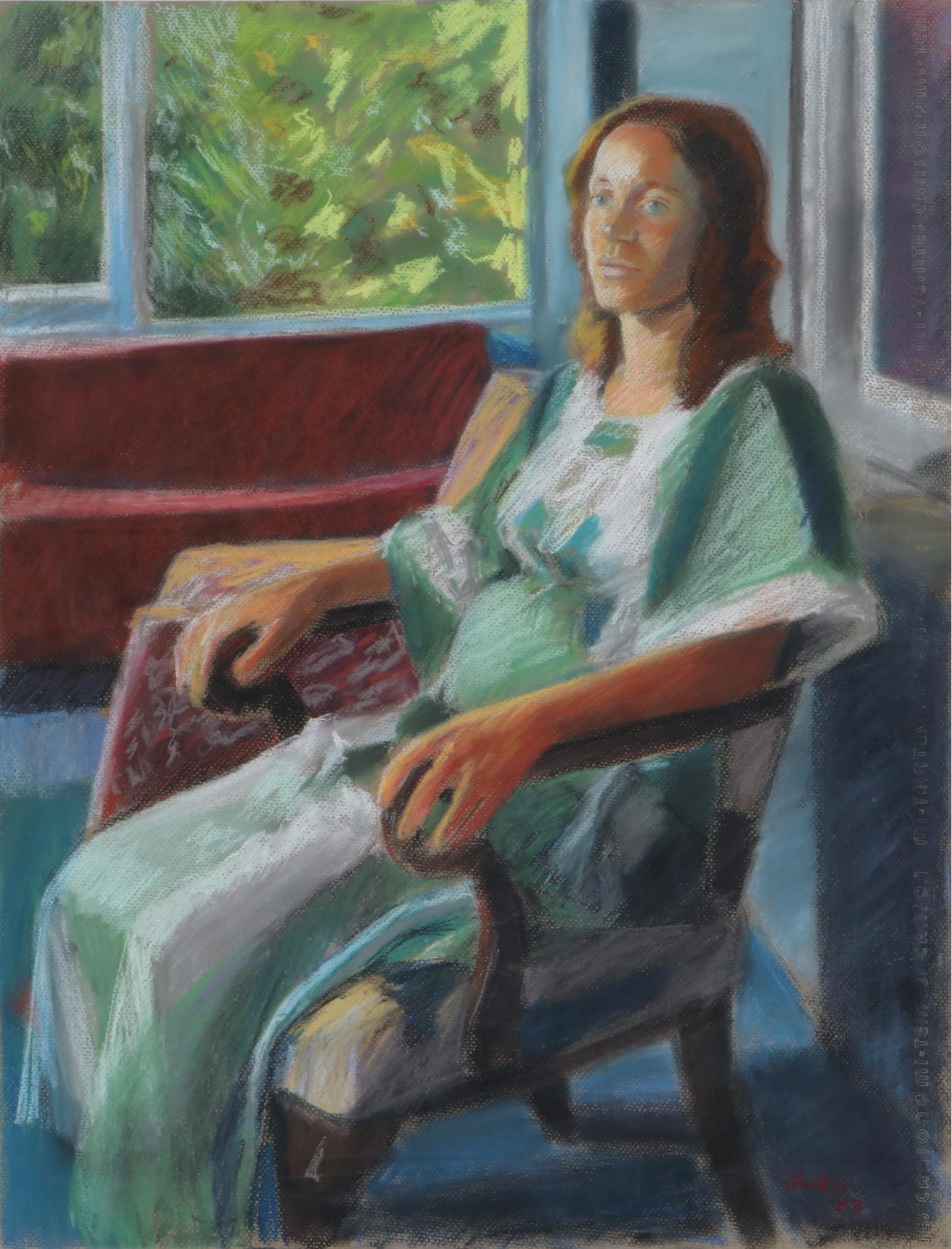 Stephen Hankin Portrait Pastel Drawing "Expecting," 1983