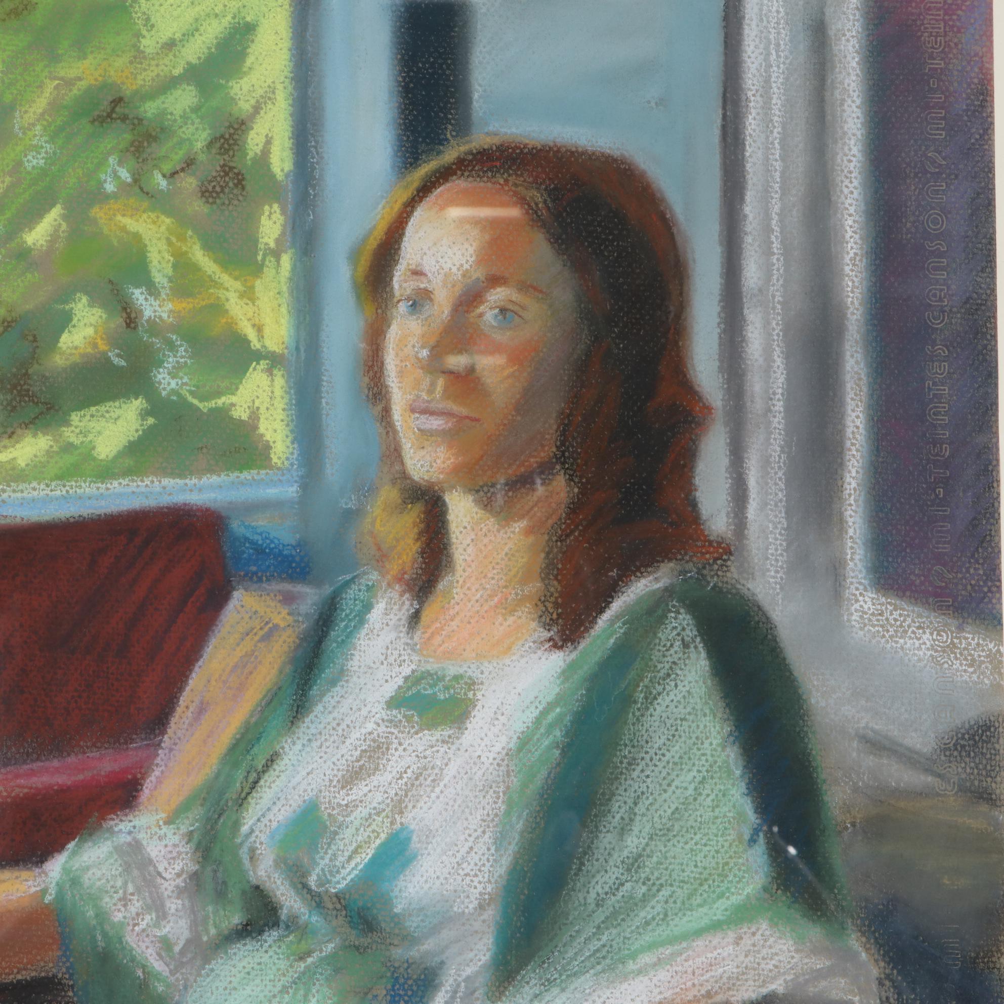 Stephen Hankin Portrait Pastel Drawing "Expecting," 1983