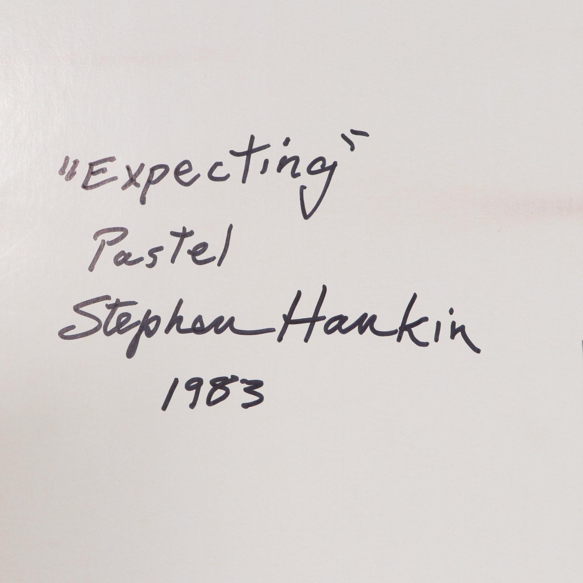 Stephen Hankin Portrait Pastel Drawing "Expecting," 1983
