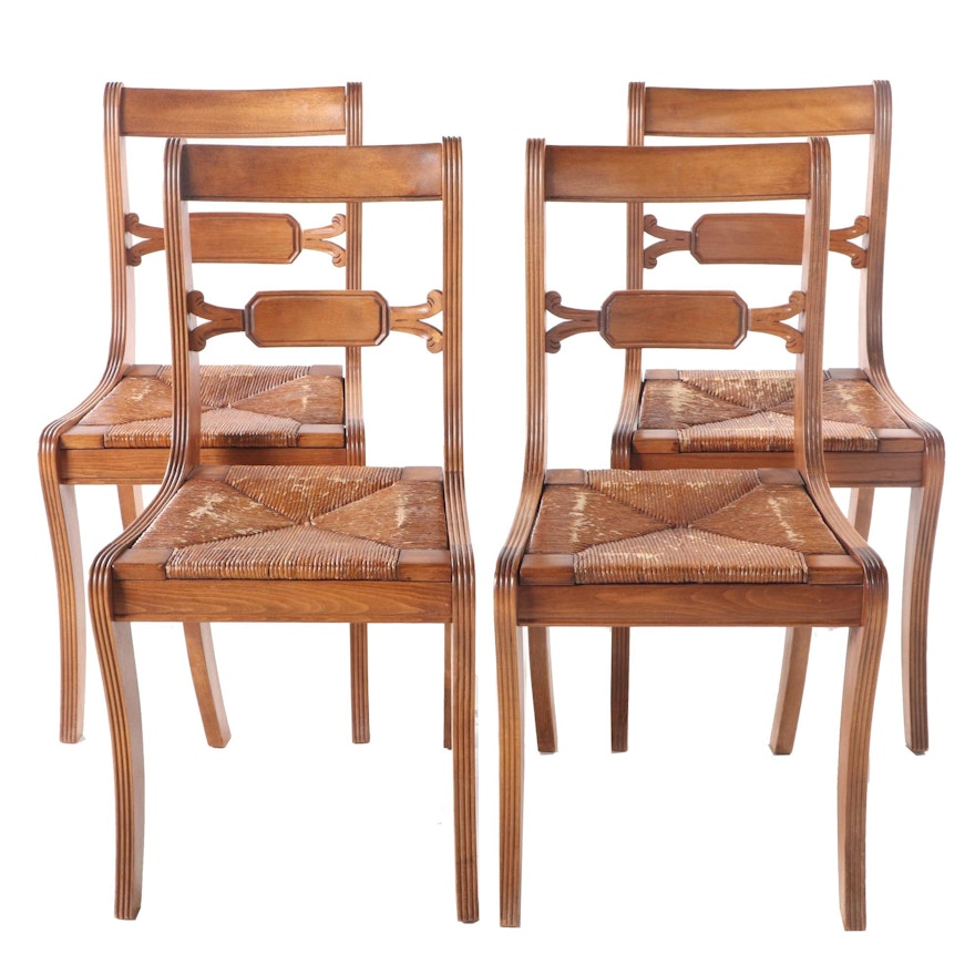 Four Tell City Chair Co. Classical Style Mahogany-Stained Dining Side Chairs