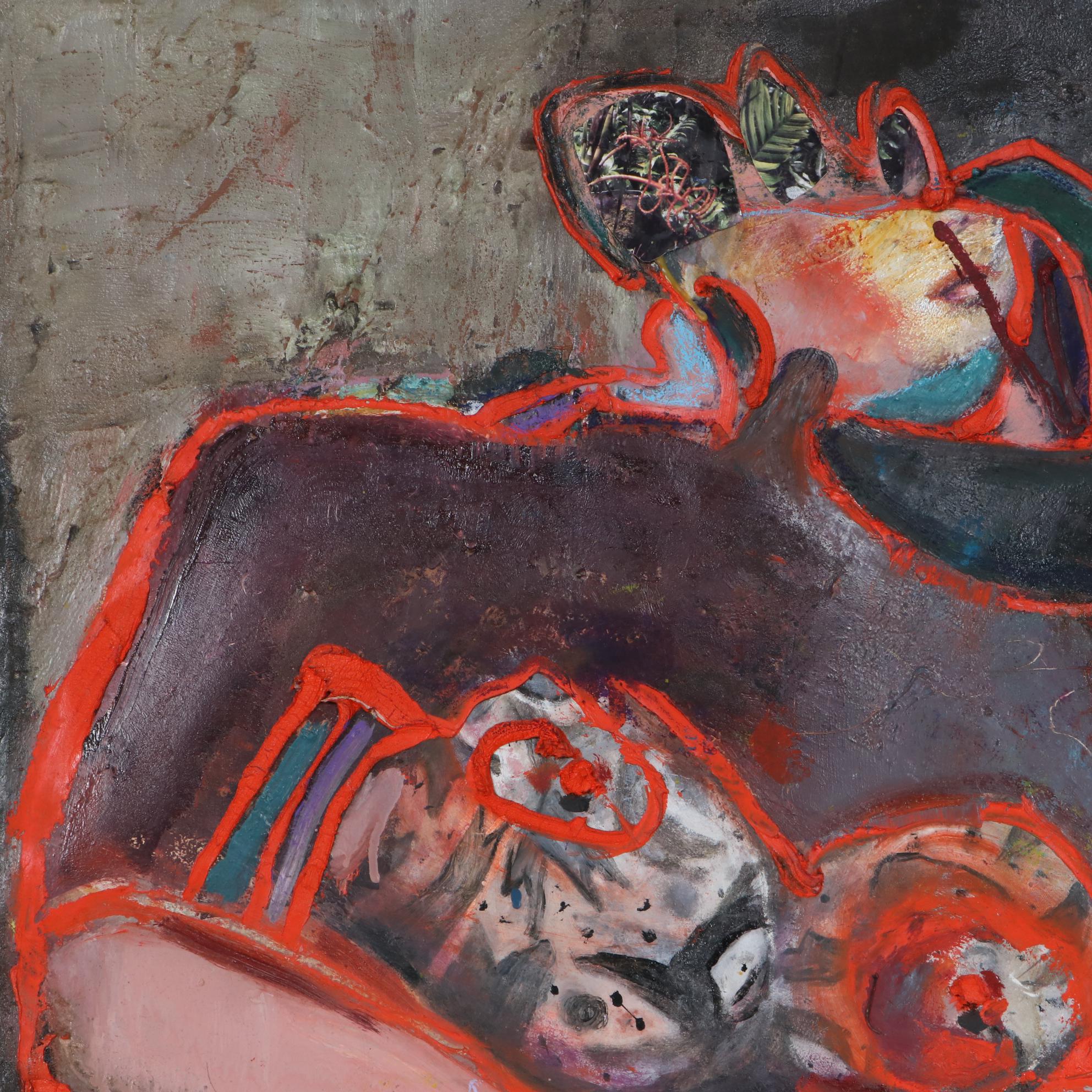 Janice Schuler Abstract Figure Mixed Media Painting, 2016