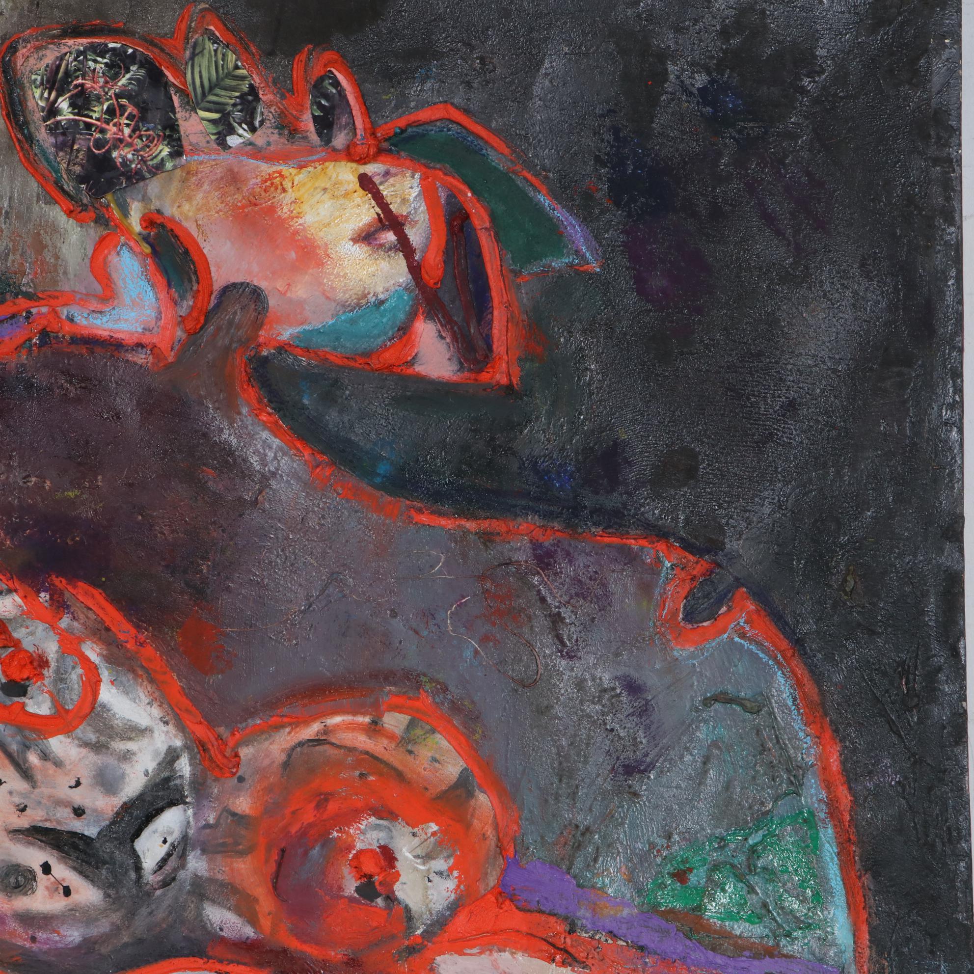 Janice Schuler Abstract Figure Mixed Media Painting, 2016