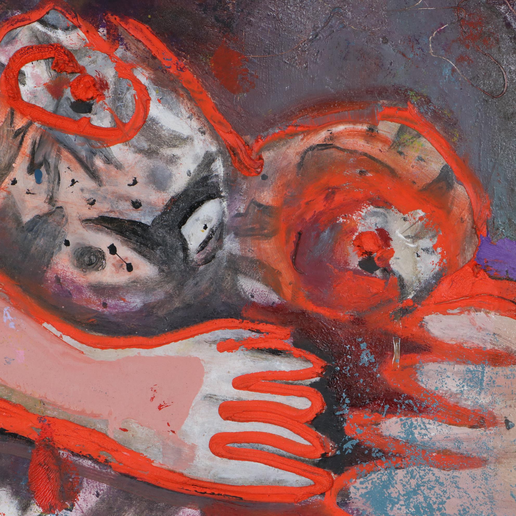 Janice Schuler Abstract Figure Mixed Media Painting, 2016