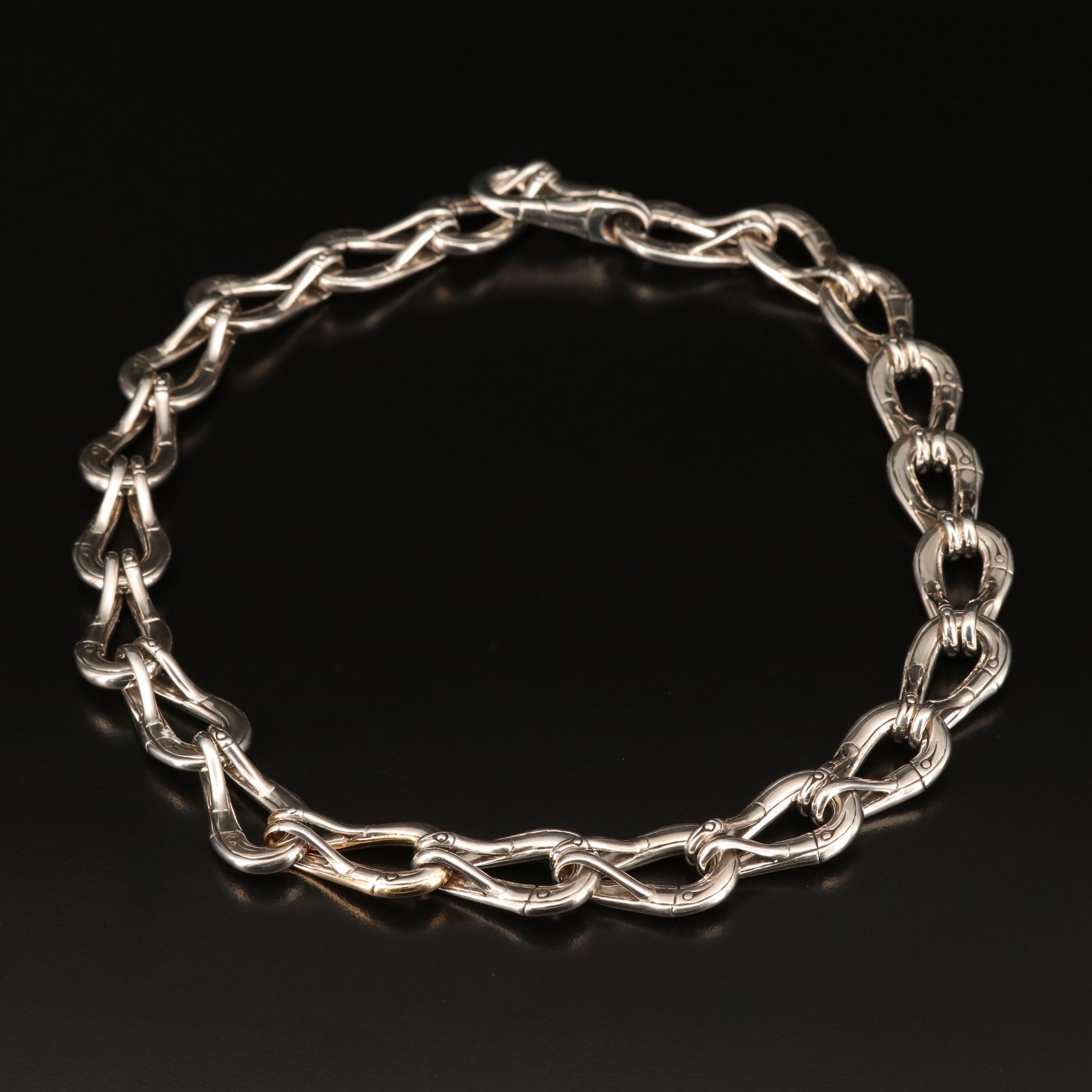 John Hardy "Bamboo" Sterling Necklace with 18K Accents Including Box