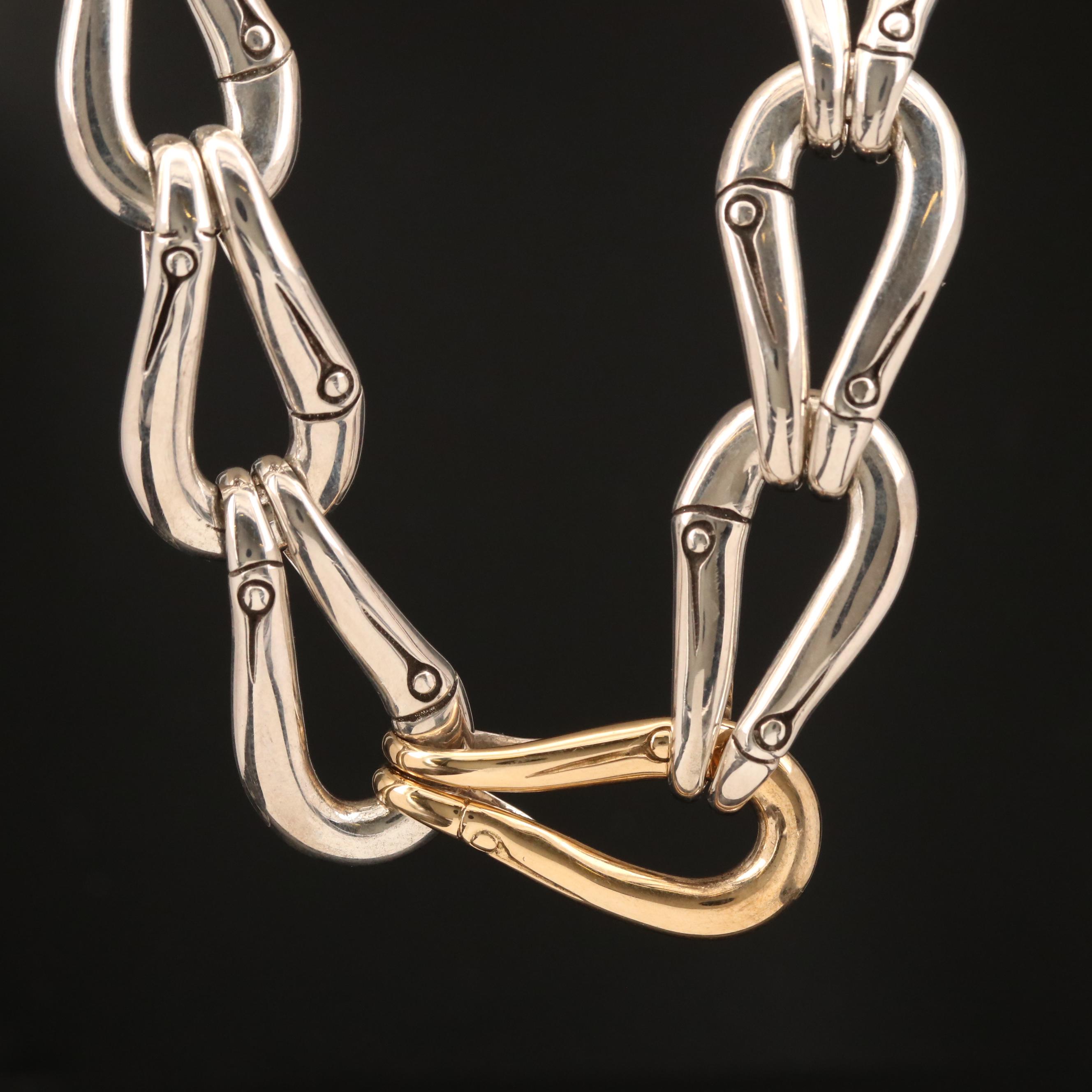 John Hardy "Bamboo" Sterling Necklace with 18K Accents Including Box