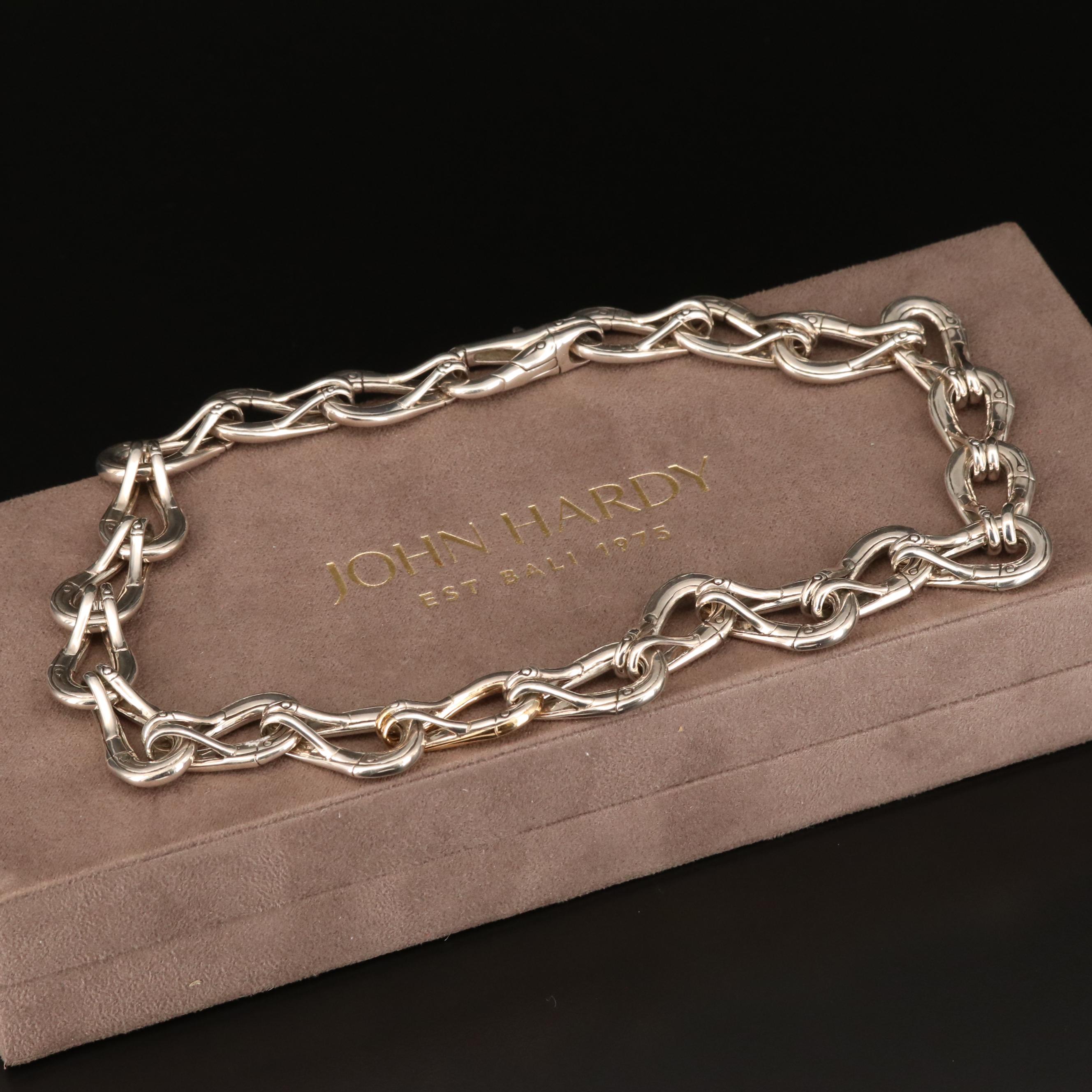 John Hardy "Bamboo" Sterling Necklace with 18K Accents Including Box