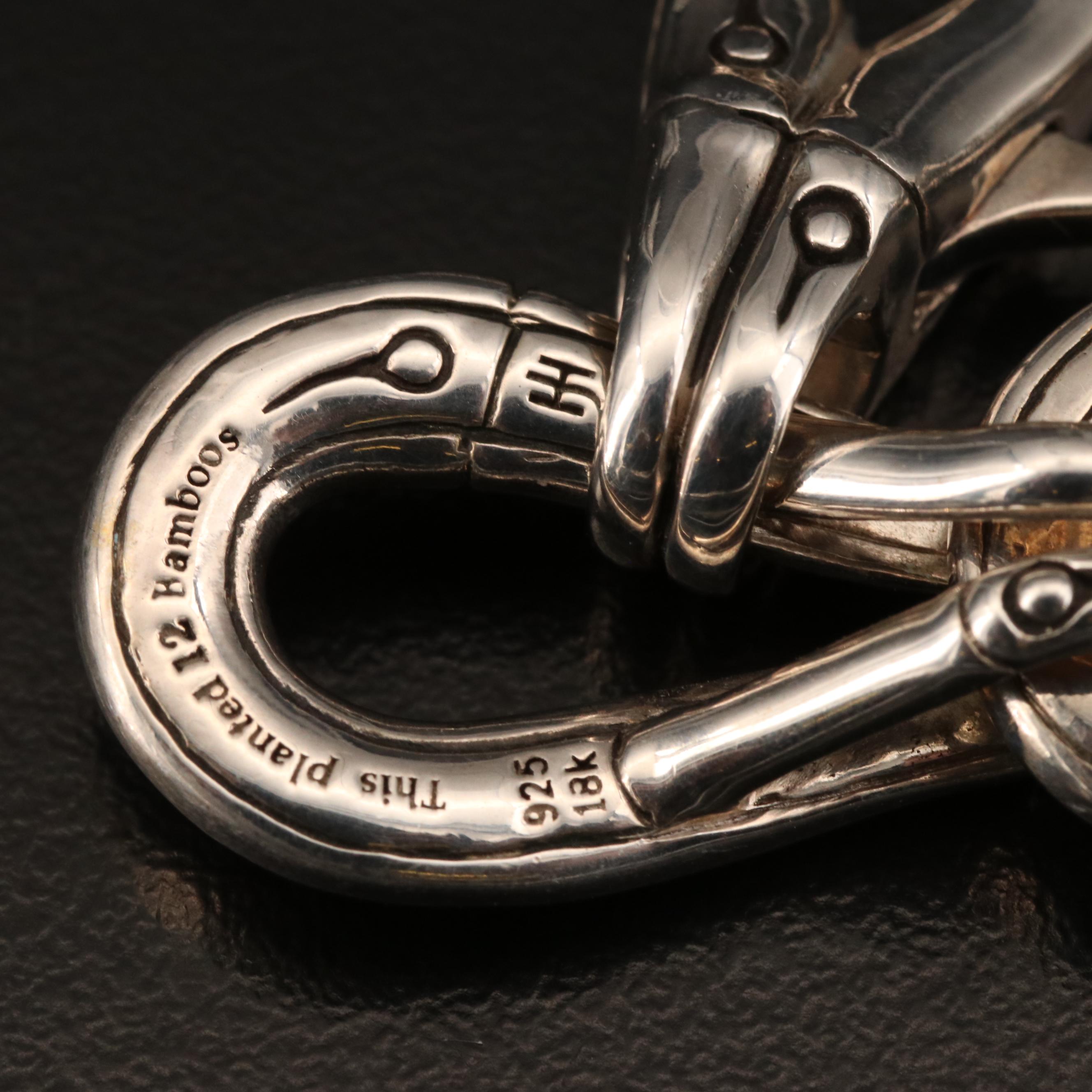 John Hardy "Bamboo" Sterling Necklace with 18K Accents Including Box