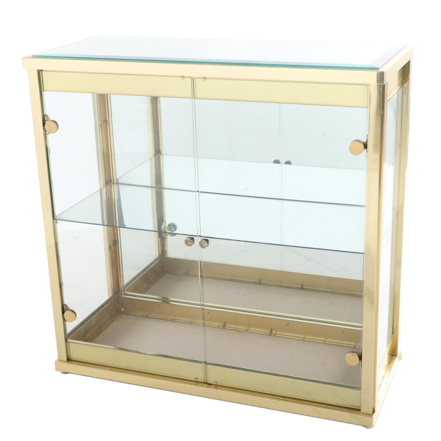 Brass and Mirrored Glass Display Cabinet, Late 20th Century