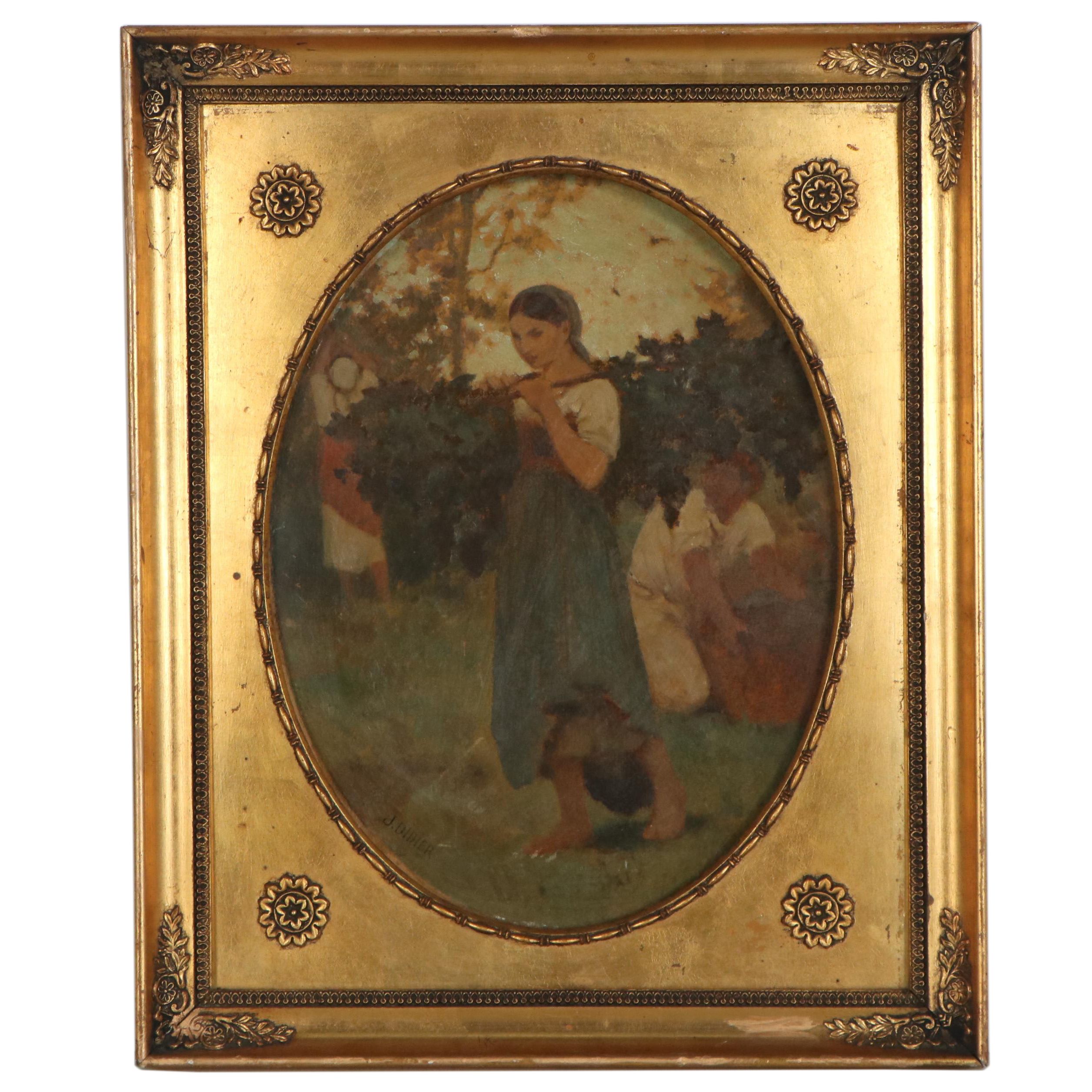 Jules Didier Genre Oil Painting, Late 19th Century